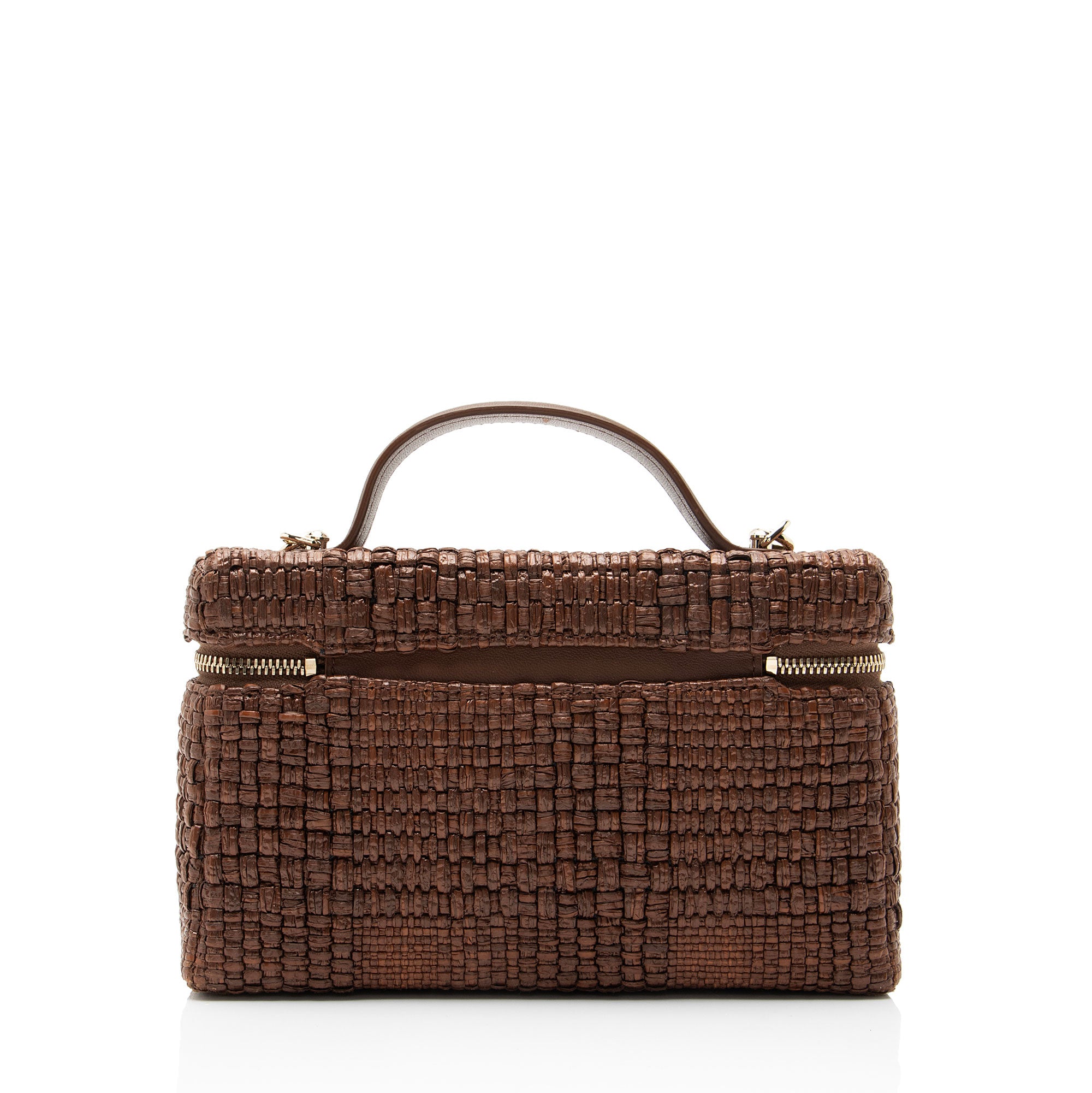 Chanel Braided Raffia Slim Vanity Case Top Handle