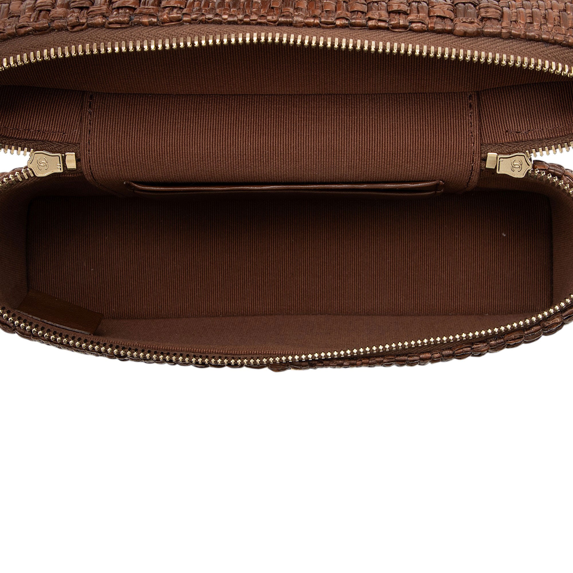 Chanel Braided Raffia Slim Vanity Case Top Handle