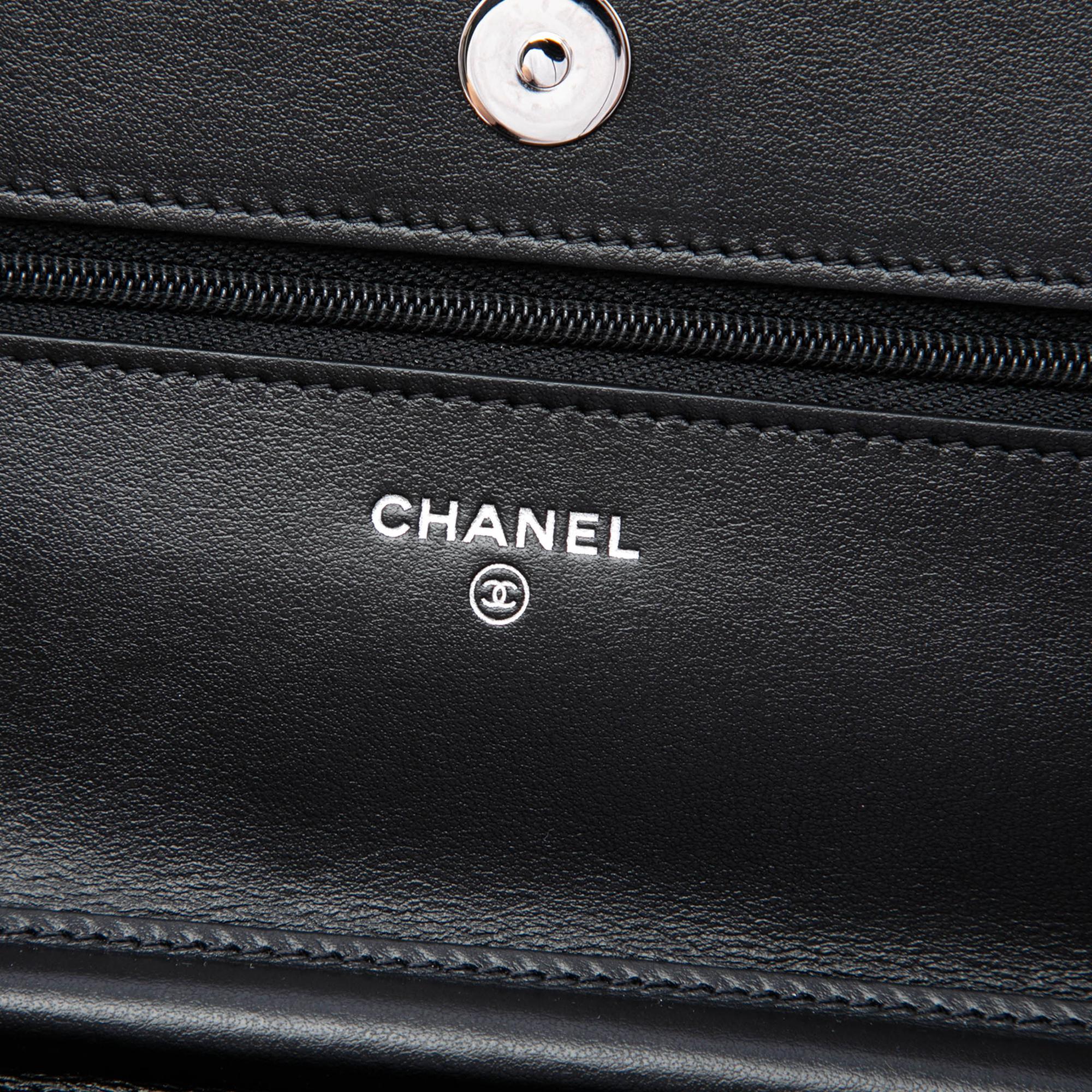 Chanel CC Bicolor Quilted Patent Wallet on Chain