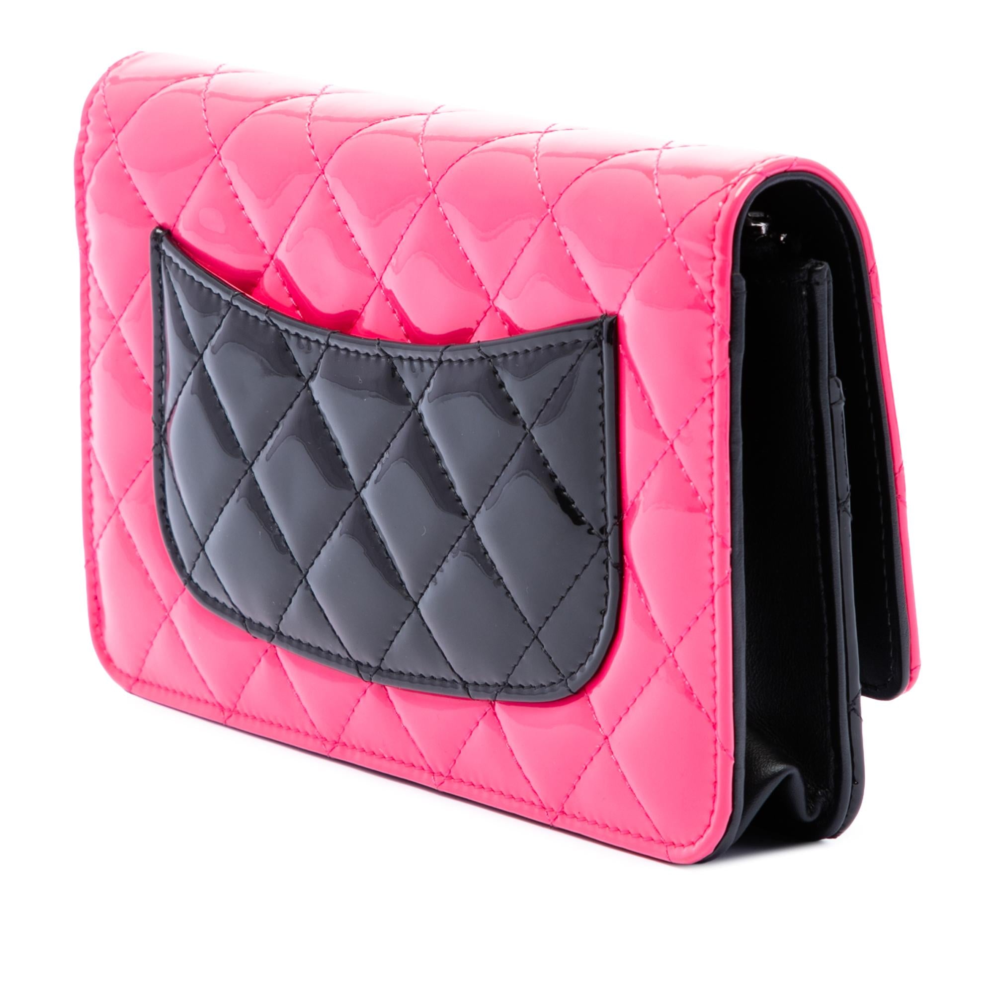 Chanel CC Bicolor Quilted Patent Wallet on Chain