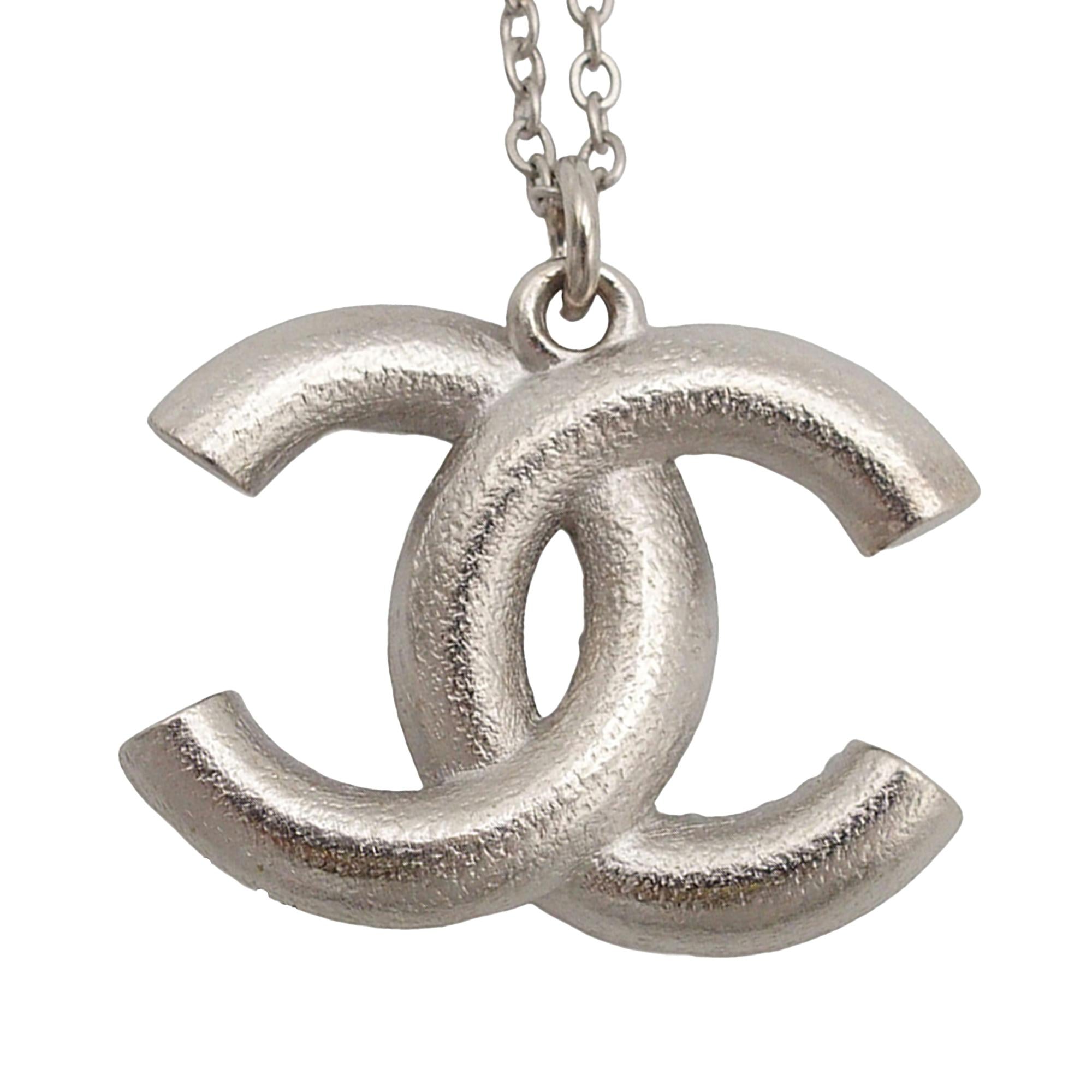 Chanel CC Brass Strass and Faux Pearl Pendant Necklace