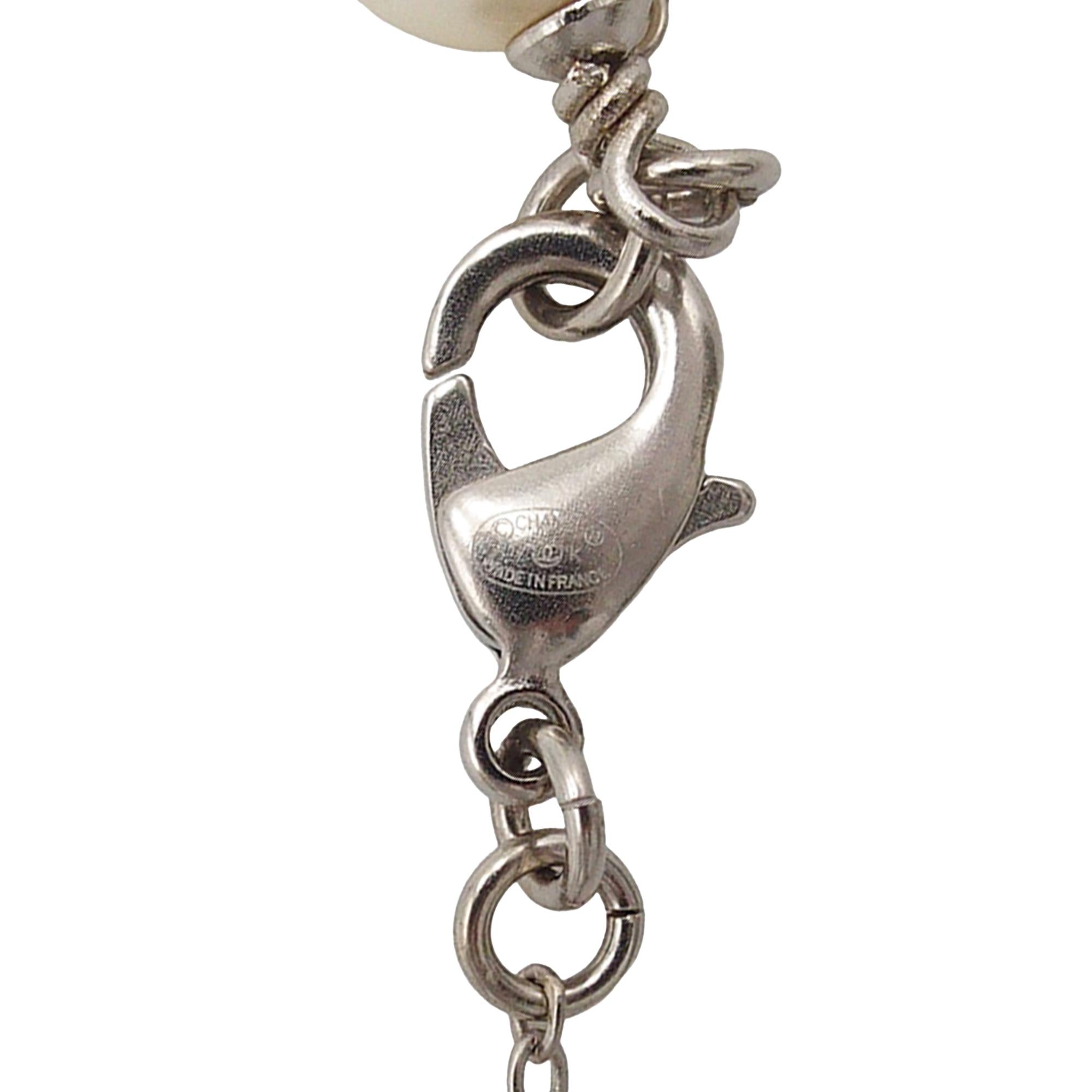 Chanel CC Brass Strass and Faux Pearl Pendant Necklace