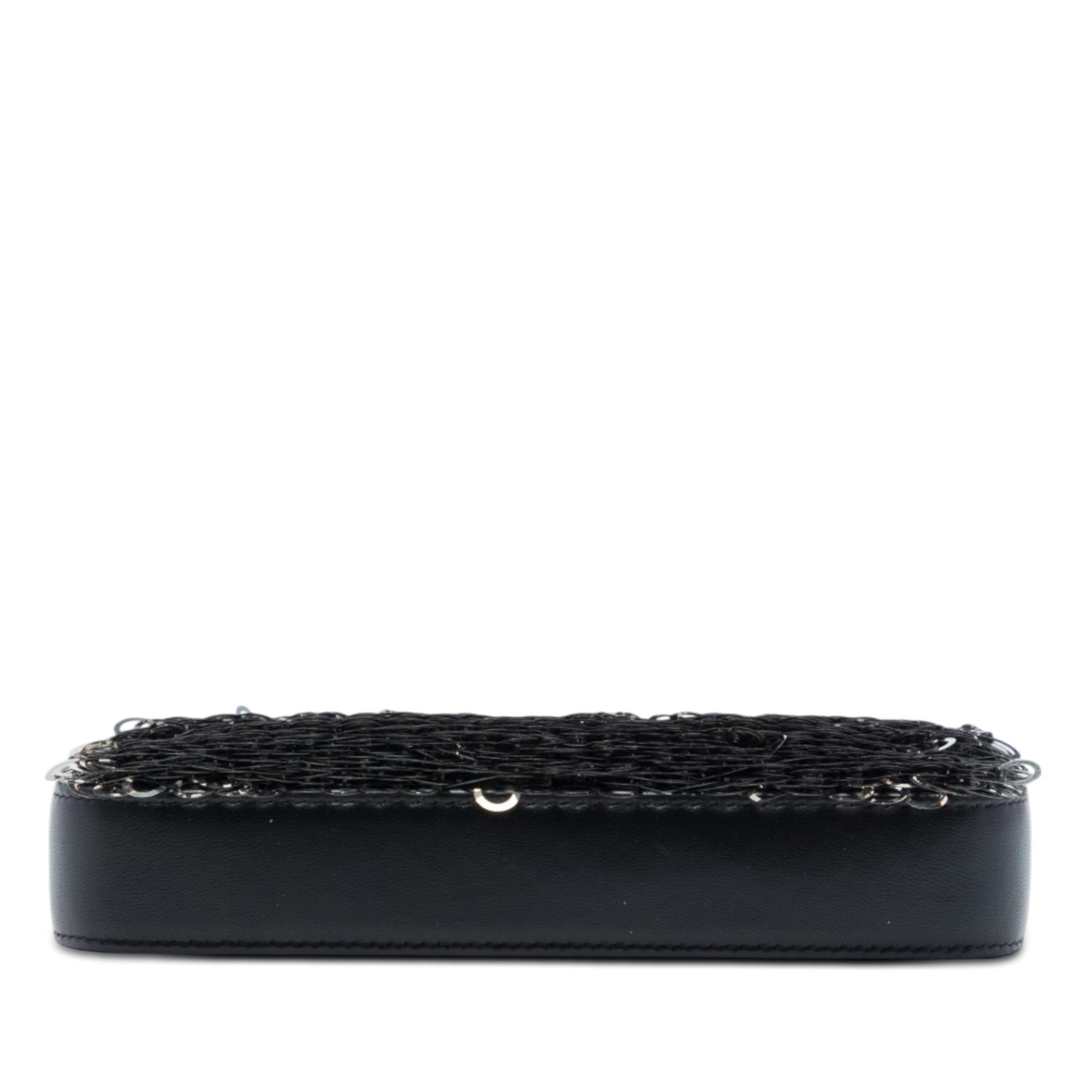 Chanel CC Calfskin and Sequin Double Zip Wallet on Chain