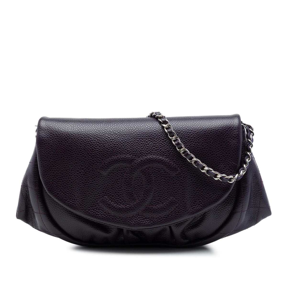 Chanel CC Caviar Half Moon Wallet on Chain