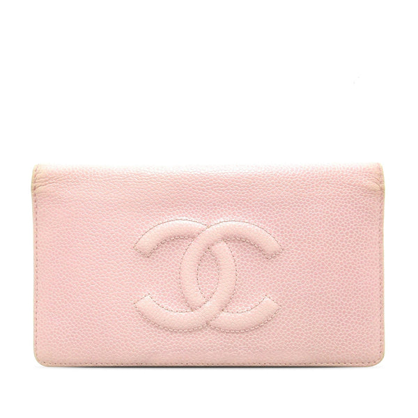 Chanel CC Caviar Leather Long Wallet (SHG-sKjKip)