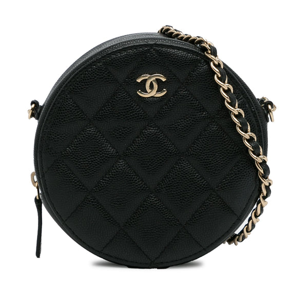 Chanel CC Caviar Round Chain Crossbody (SHG-NunLyg)