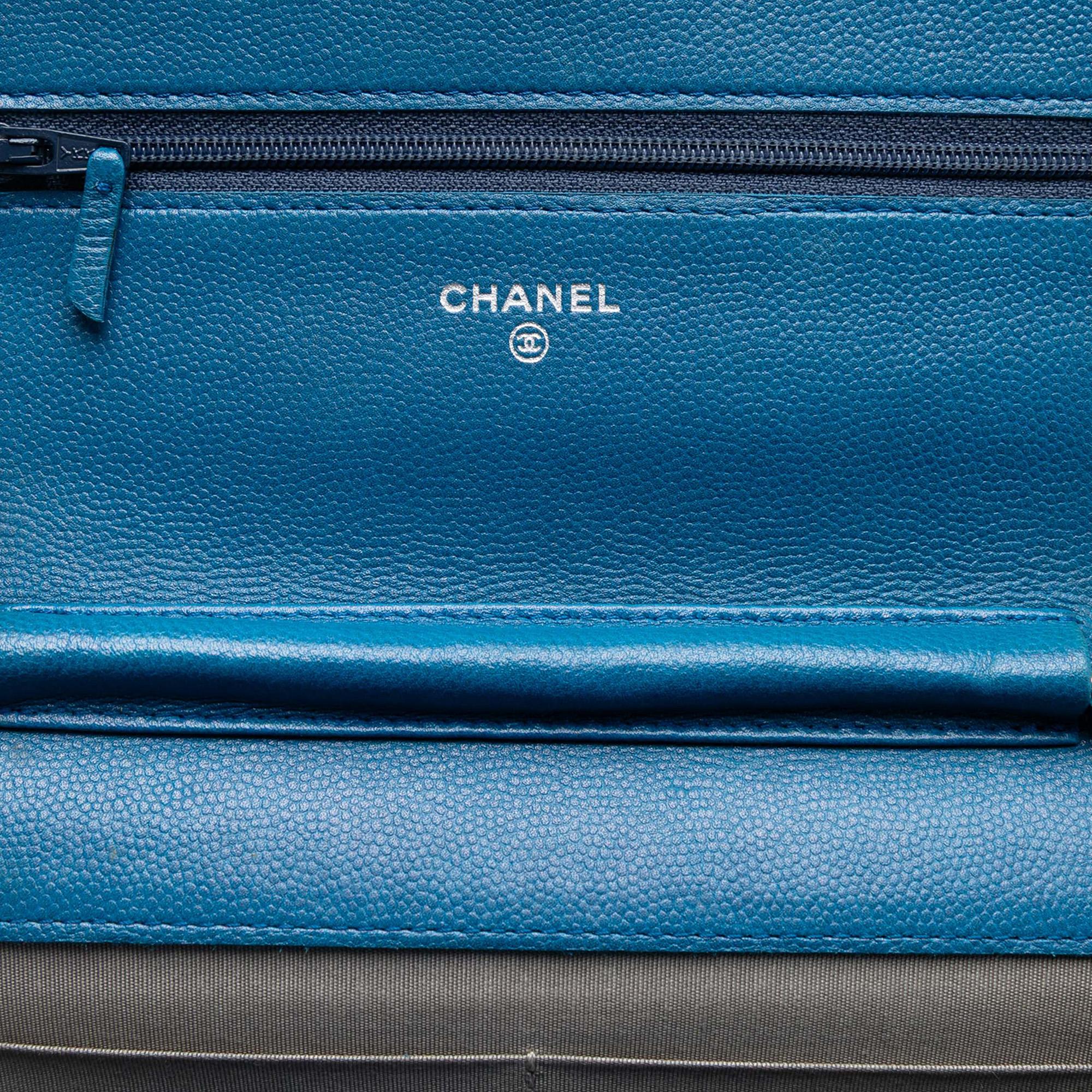 Chanel CC Caviar Sevruga Wallet On Chain