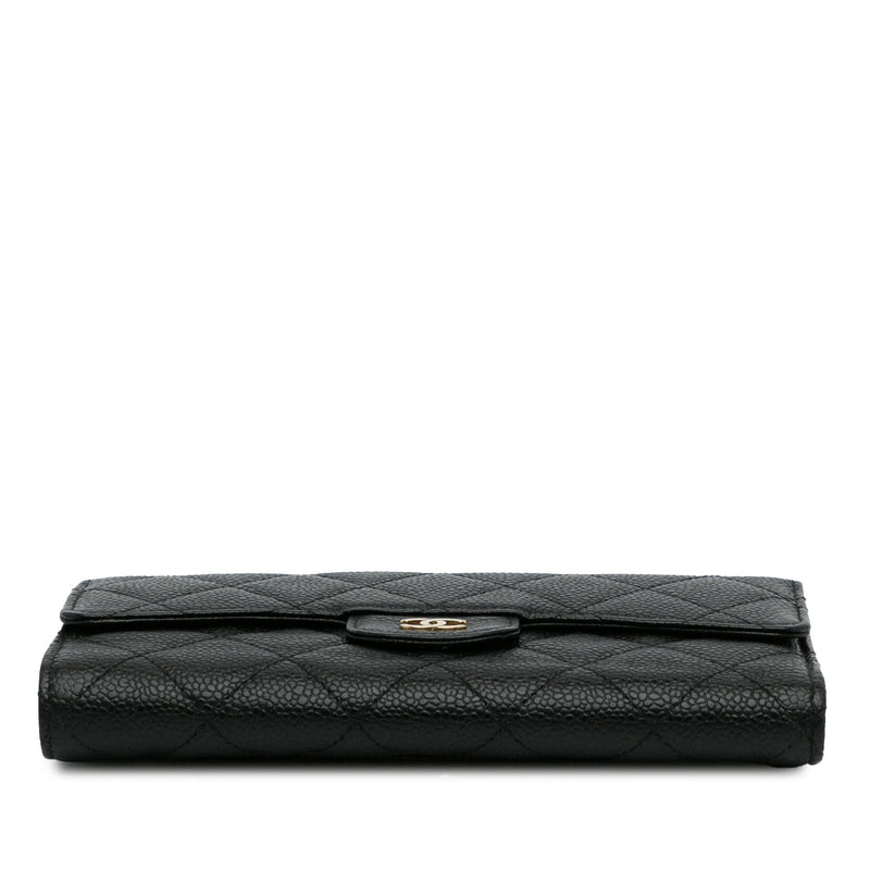 Chanel CC Caviar Trifold Wallet (SHG-WpP5o2)