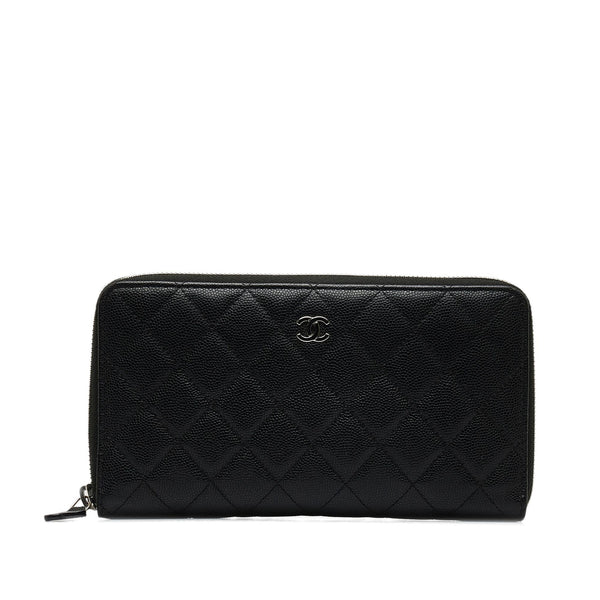 Chanel CC Caviar Zip Around Wallet (SHG-jpp6SG)