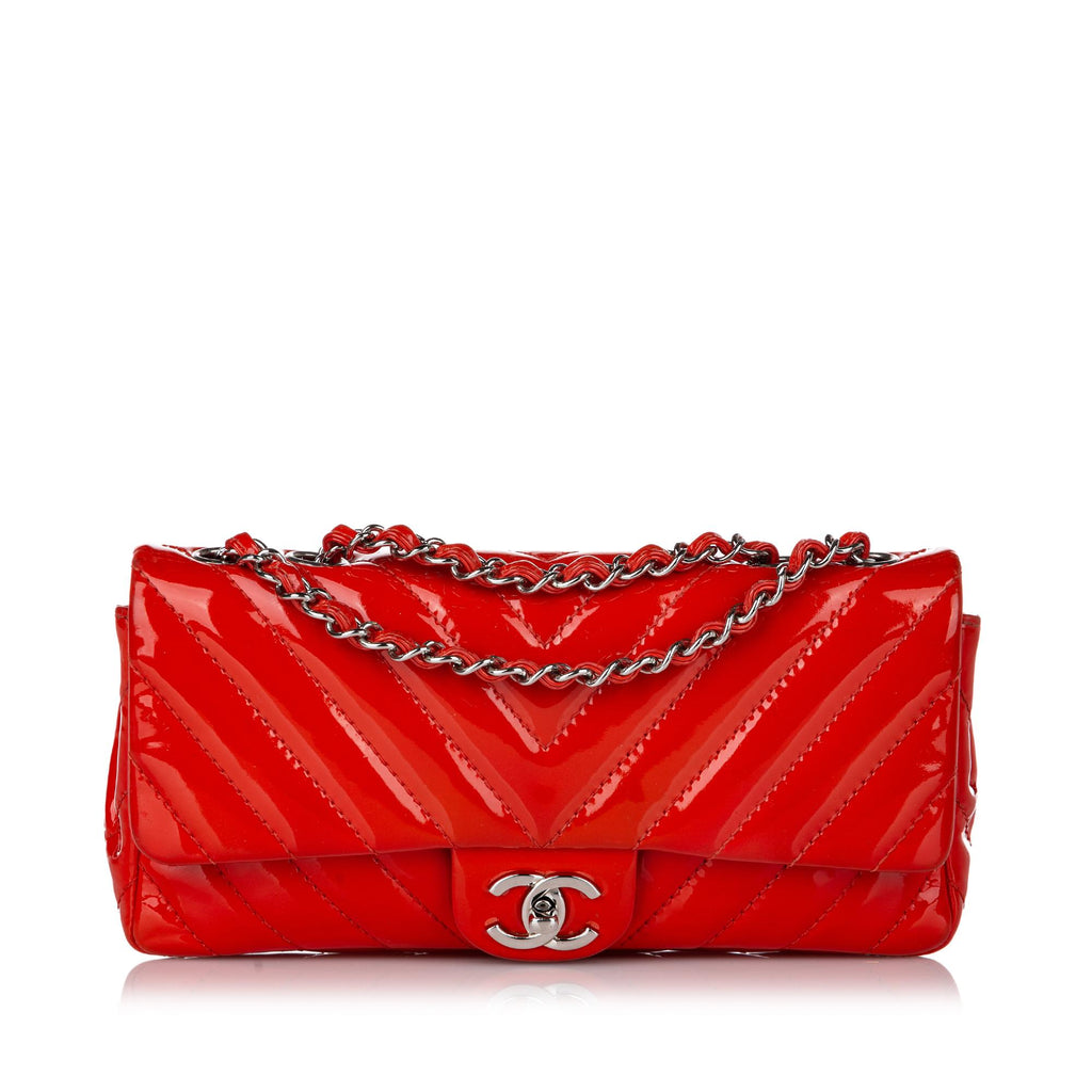 Chanel Red CC Chevron Flap Satchel Leather ref.949070 - Joli Closet