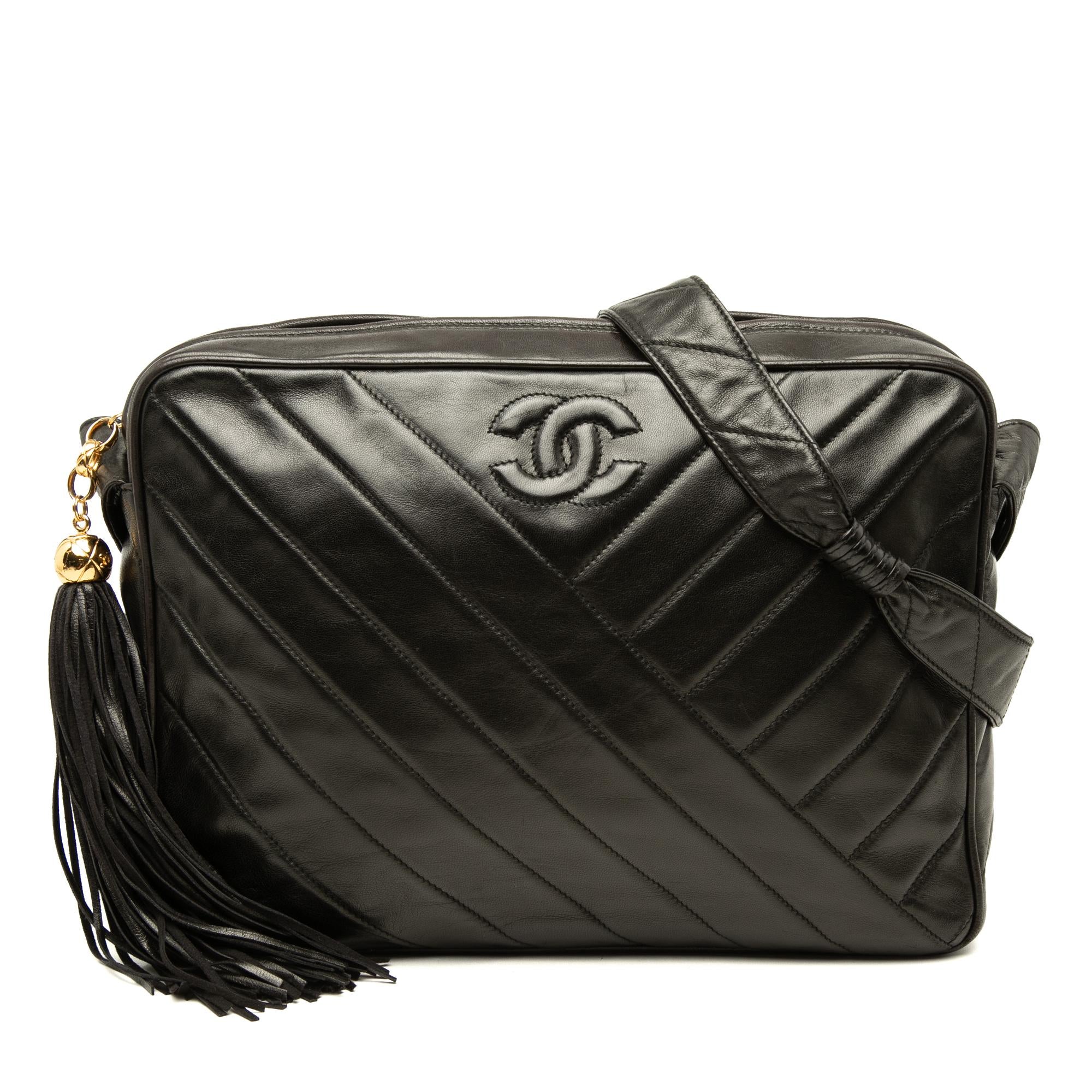 Chanel CC Chevron Lambskin Tassel Crossbody