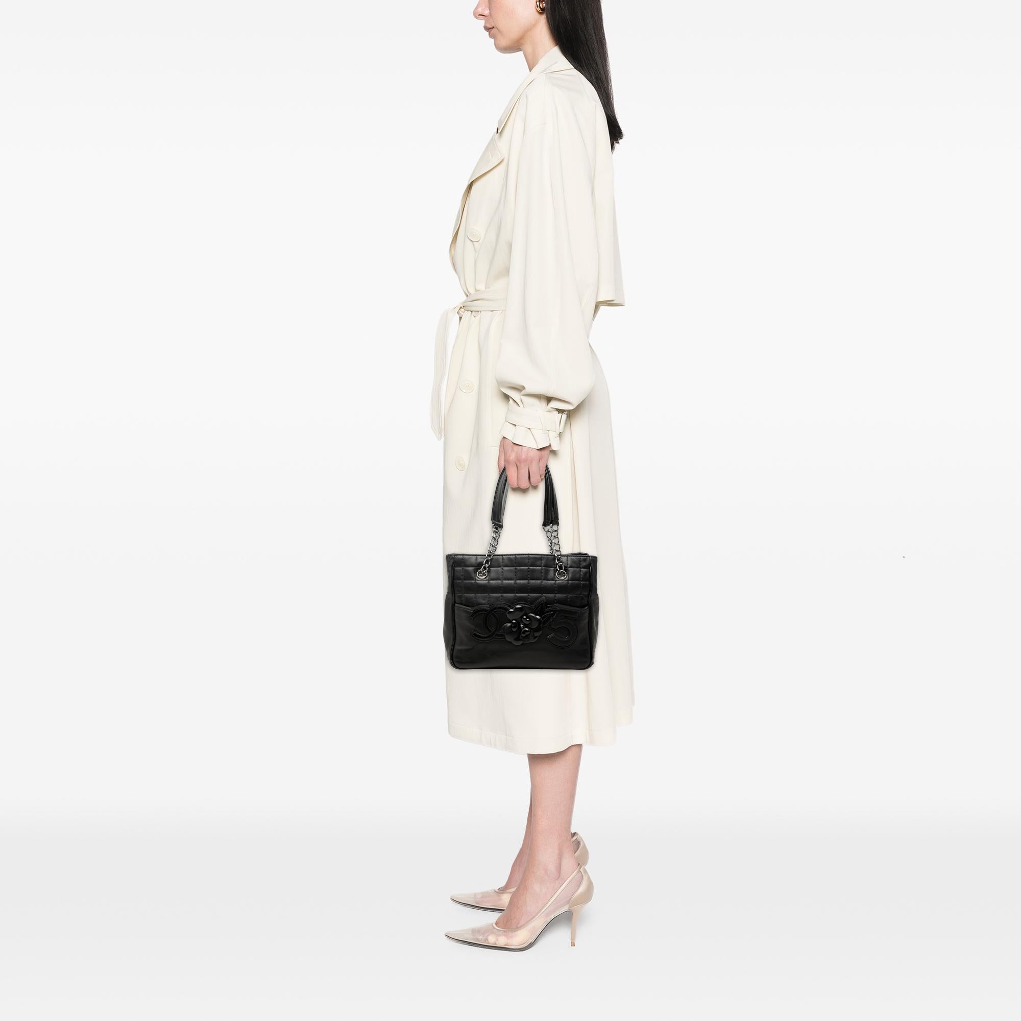 Chanel CC Choco Bar Lambskin Camellia No 5 Tote