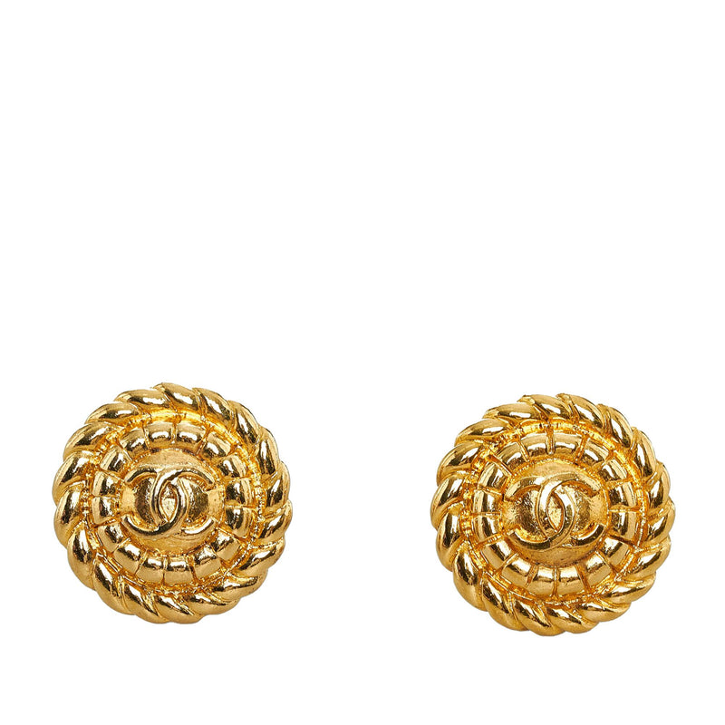 Chanel Large Gold CC Logo Clip On Earrings