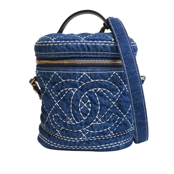 Chanel Chanel Blue Denim Vanity Case Cosmetic Bag