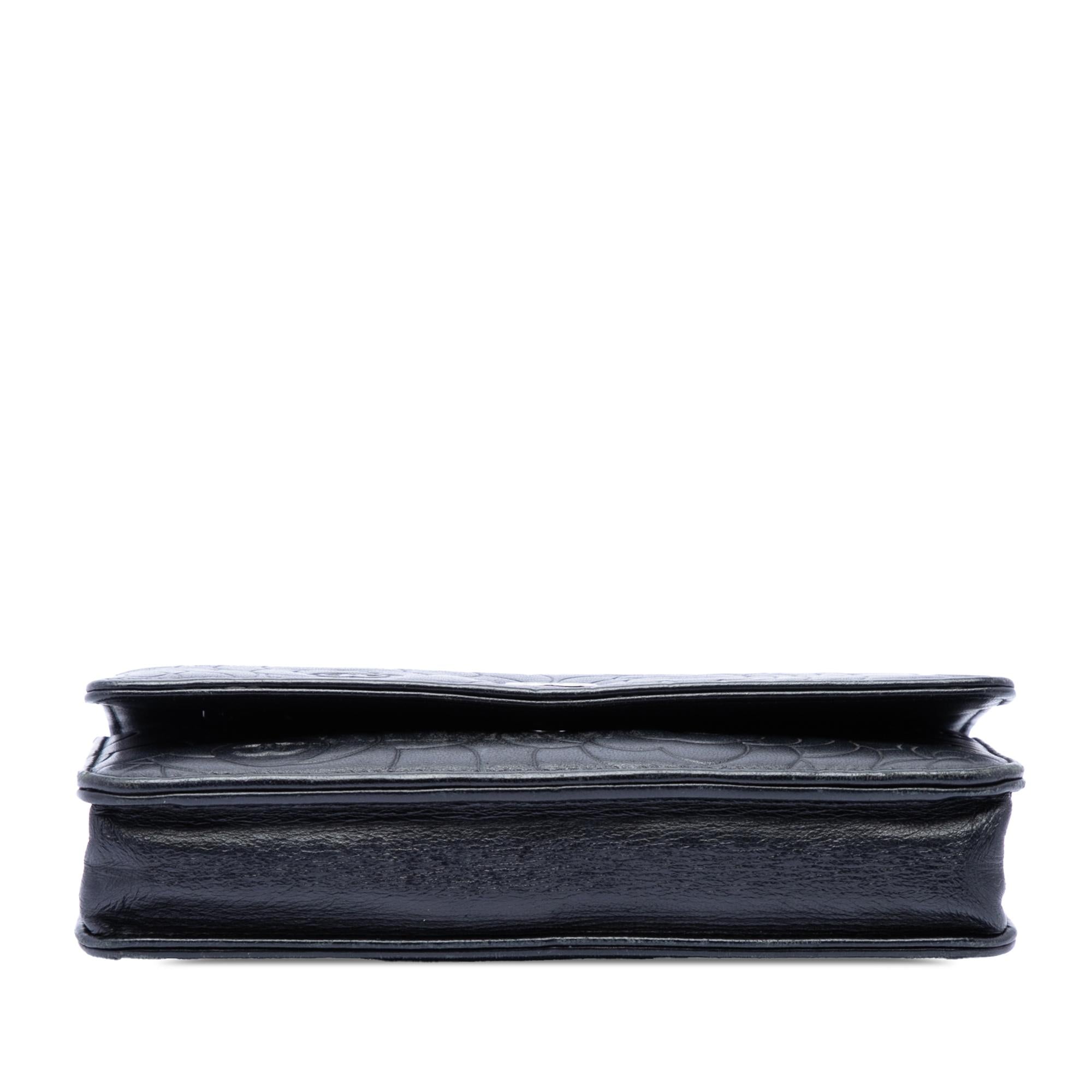 Chanel CC Embossed Lambskin Camellia Wallet On Chain