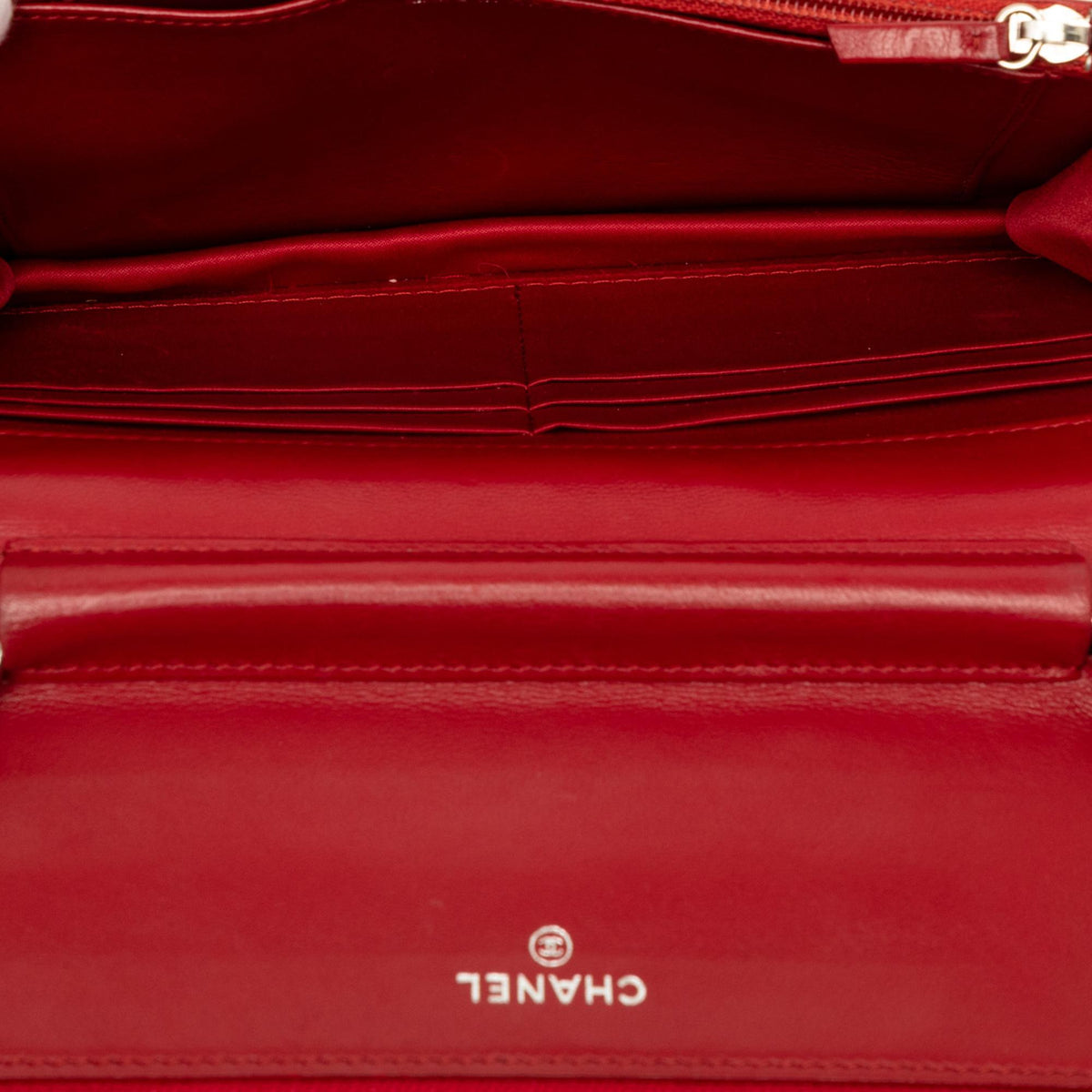 Chanel CC Embossed Lambskin Camellia Wallet On Chain