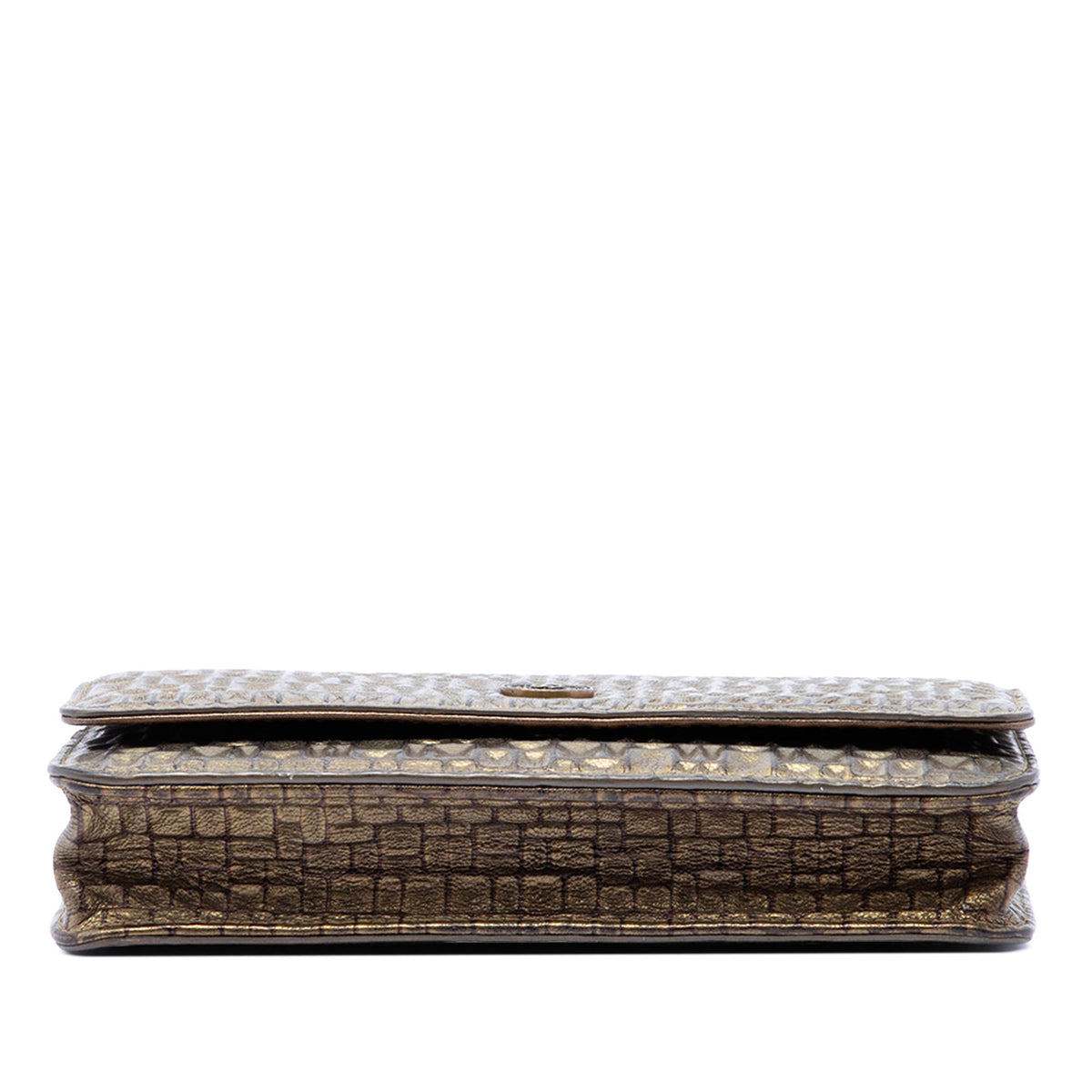 Chanel CC Embossed Metallic Lambskin Wallet on Chain
