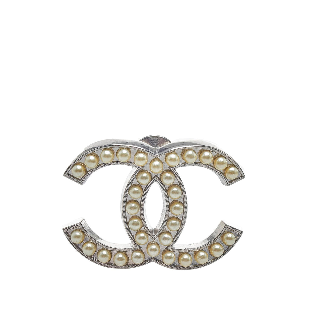 CHANEL Tweed CC Oversized Padlock Pin Brooch Pink Gold 404021