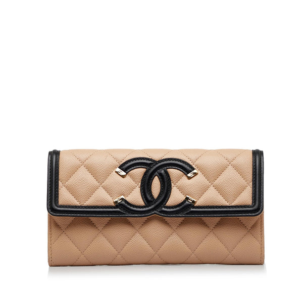 Chanel Pink, Blue And Green Caviar Quilted CC Filigree Round