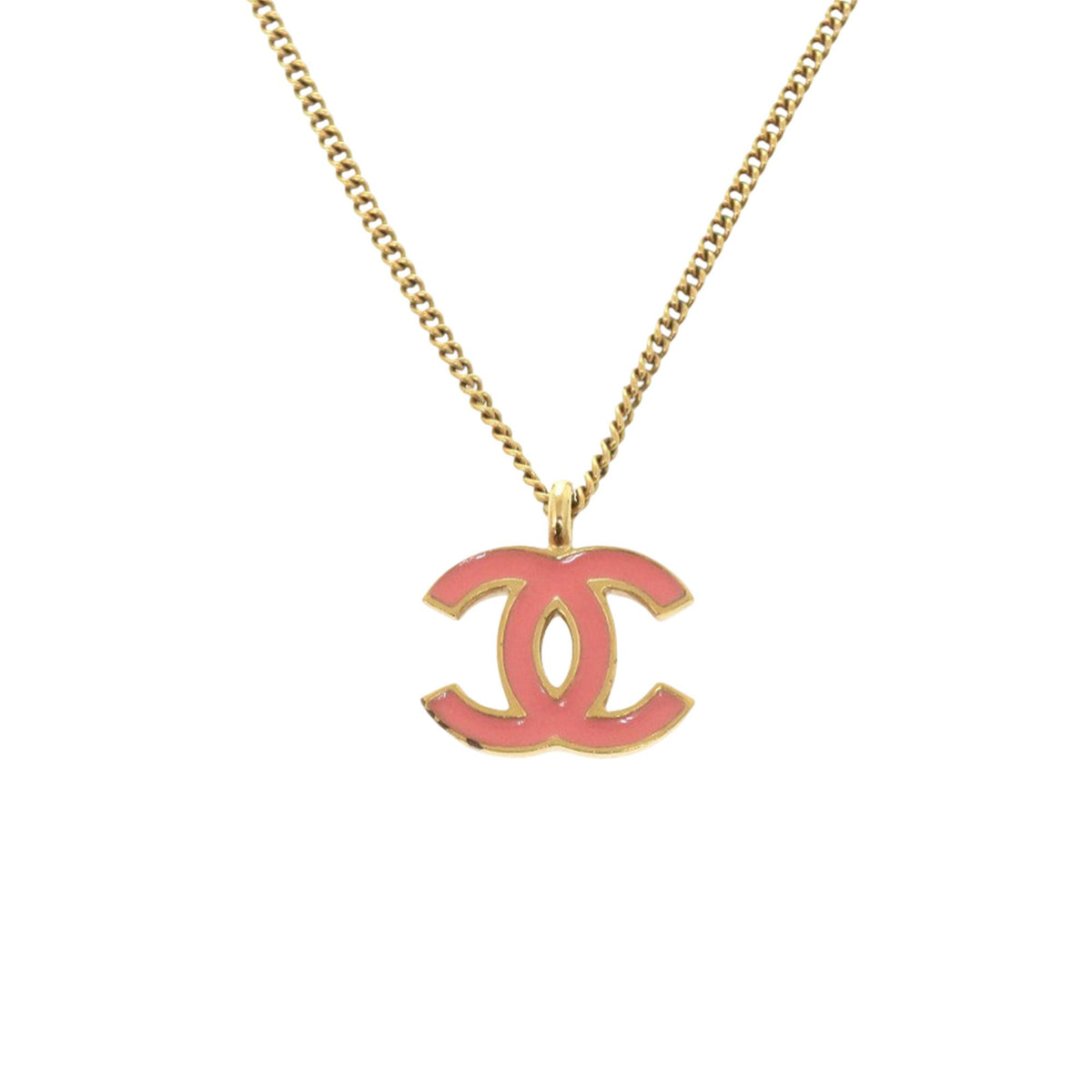 Chanel CC Gold Plated Enamel Pendant Necklace