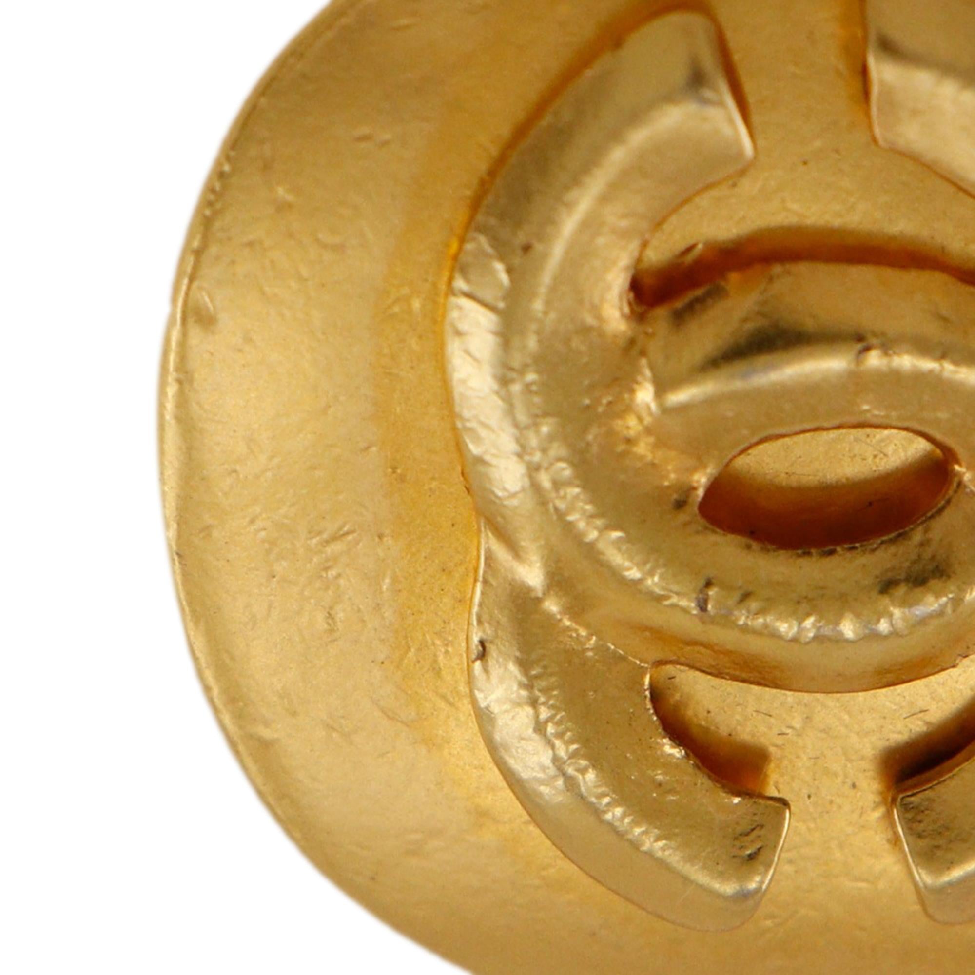 Chanel CC Gold Plated Round Clip On Earrings