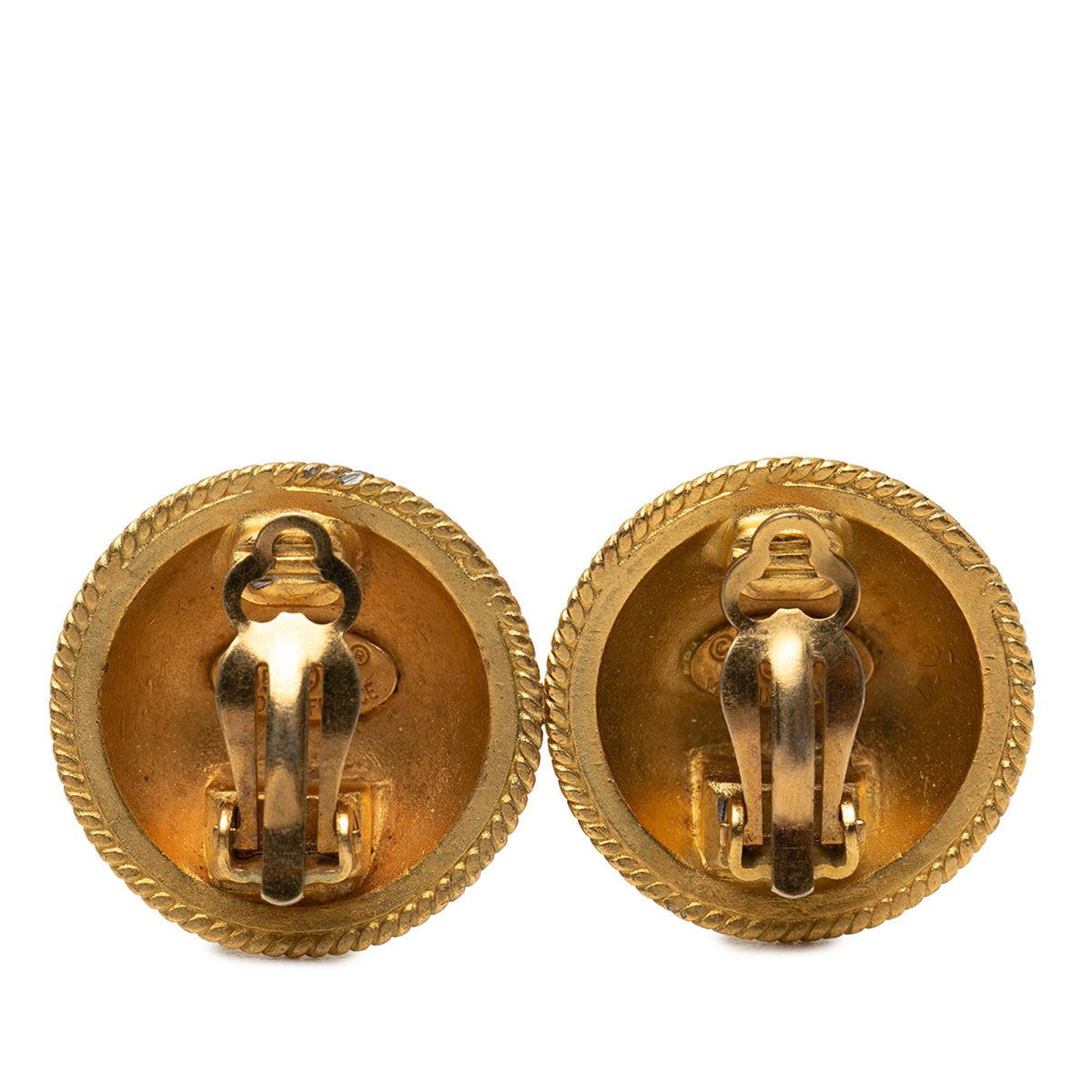 Chanel CC Gold Plated Round Clip On Earrings