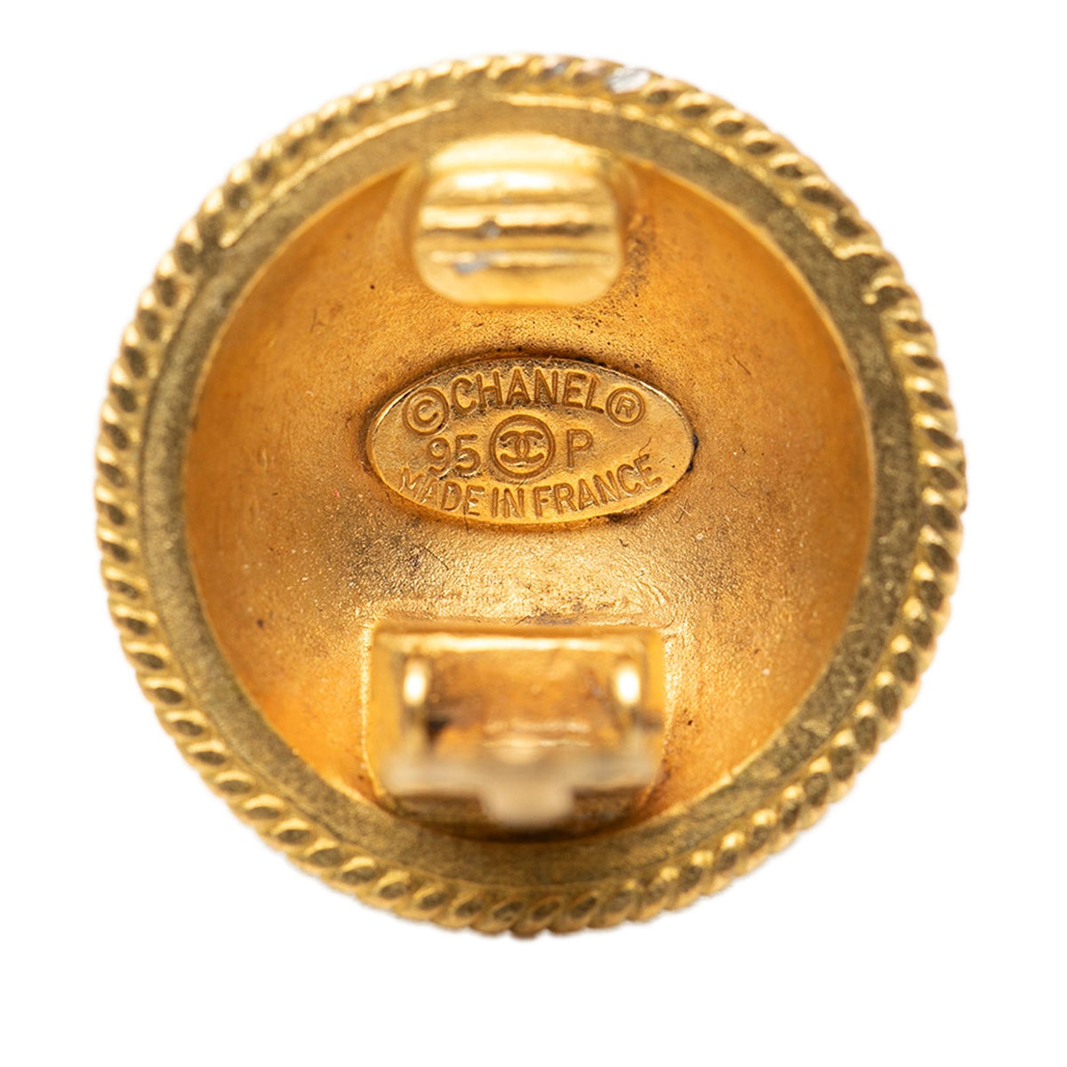 Chanel CC Gold Plated Round Clip On Earrings