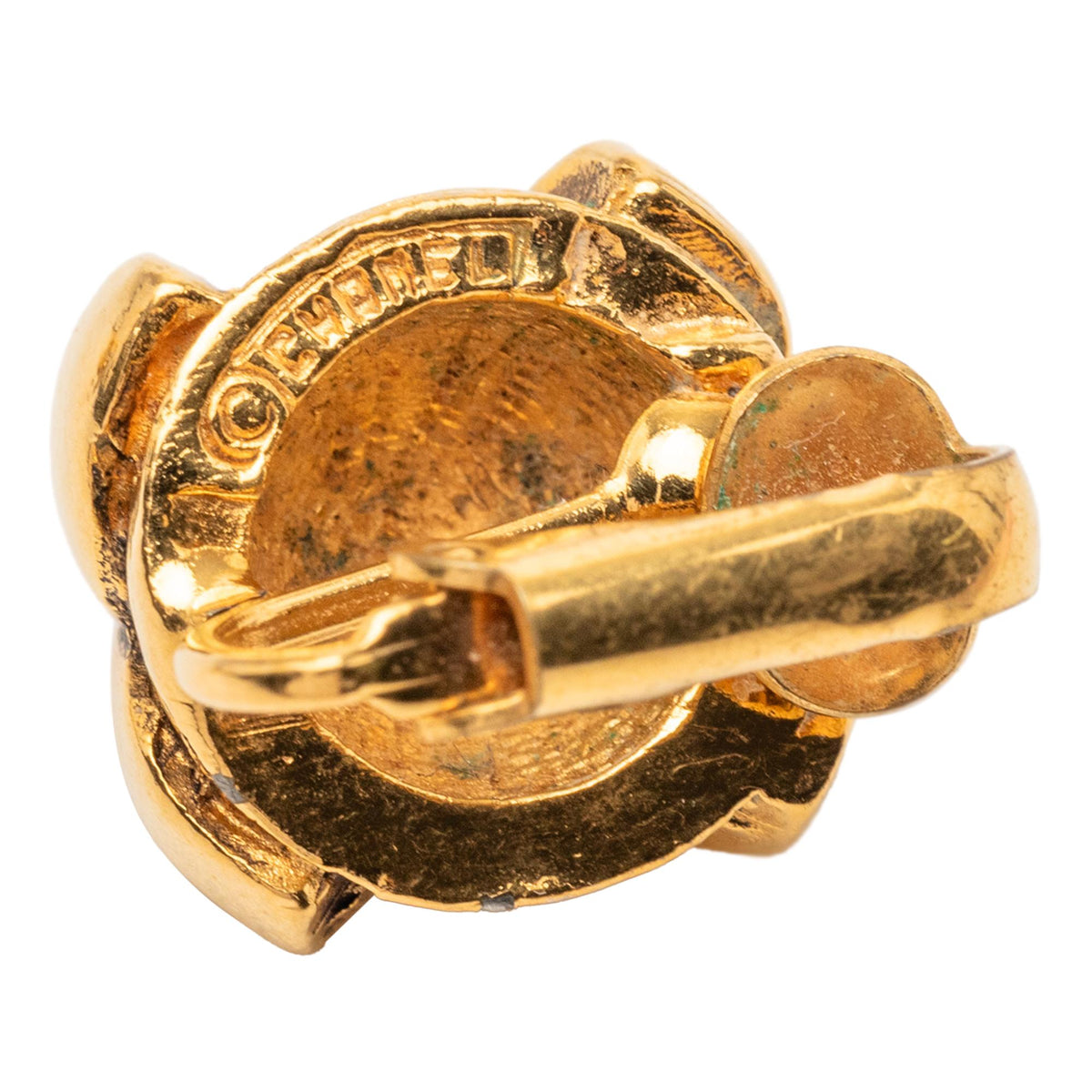 Chanel CC Gold Plated Round Clip On Earrings