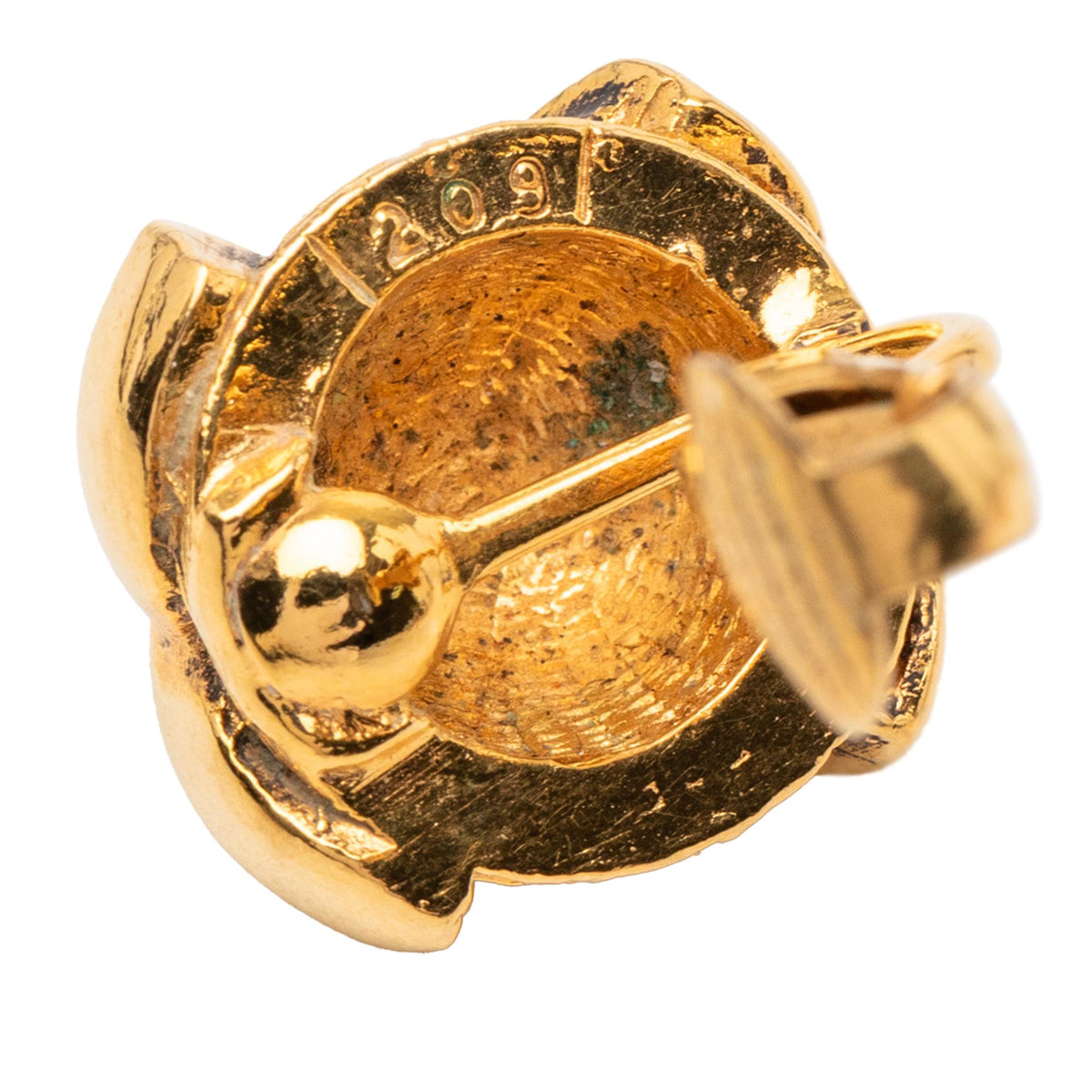Chanel CC Gold Plated Round Clip On Earrings
