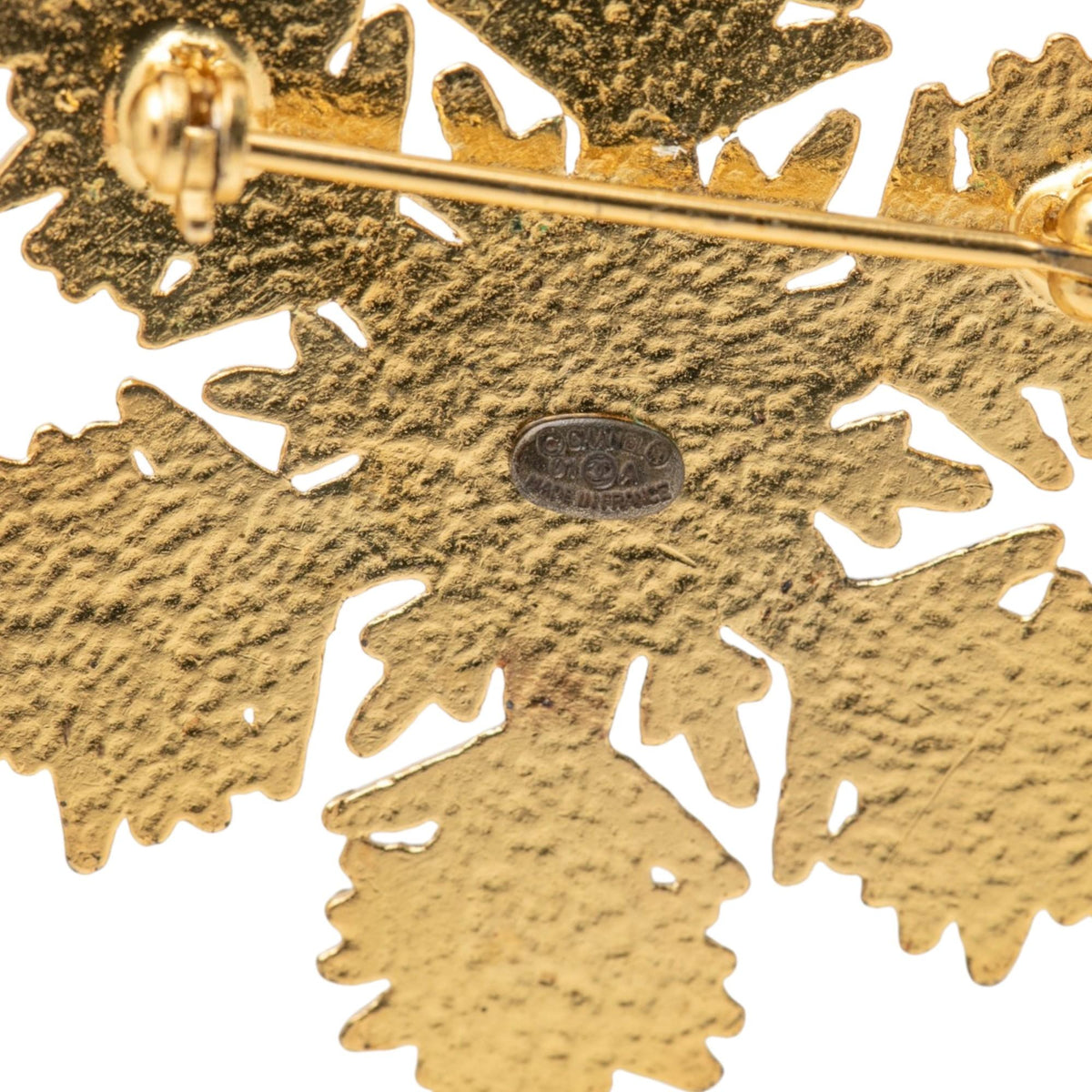Chanel CC Gold Plated Snowflake Brooch