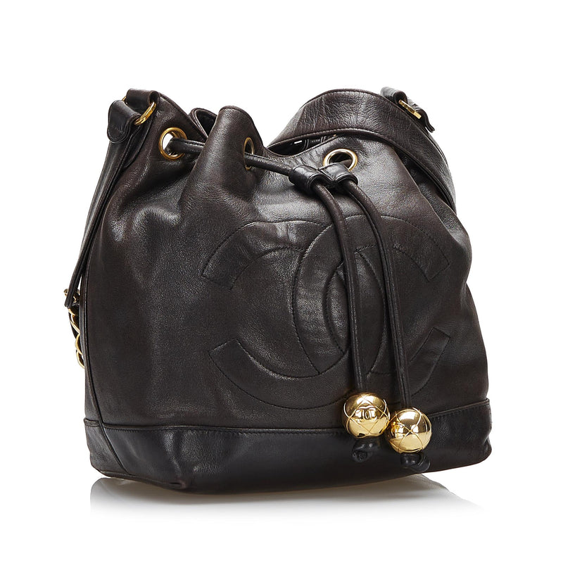 Handbags Chanel Chanel Mini Bucket Fluffy Chain Black Lambskin Gold Hardware Bag