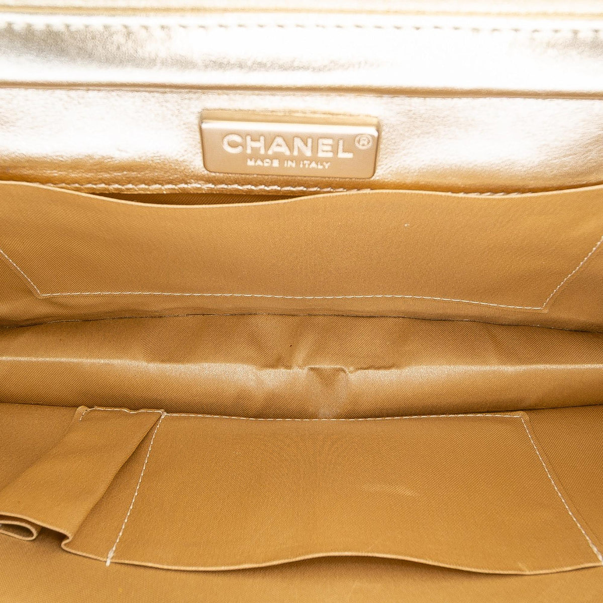 Chanel CC Metallic Pleated Lambskin Chain Link Shoulder Bag