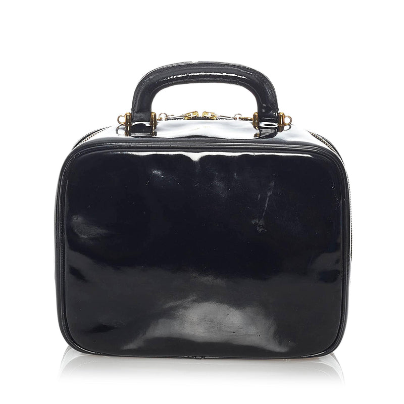 Auth CHANEL Lambskin Vanity Make up Tall Bag/ Case With the 