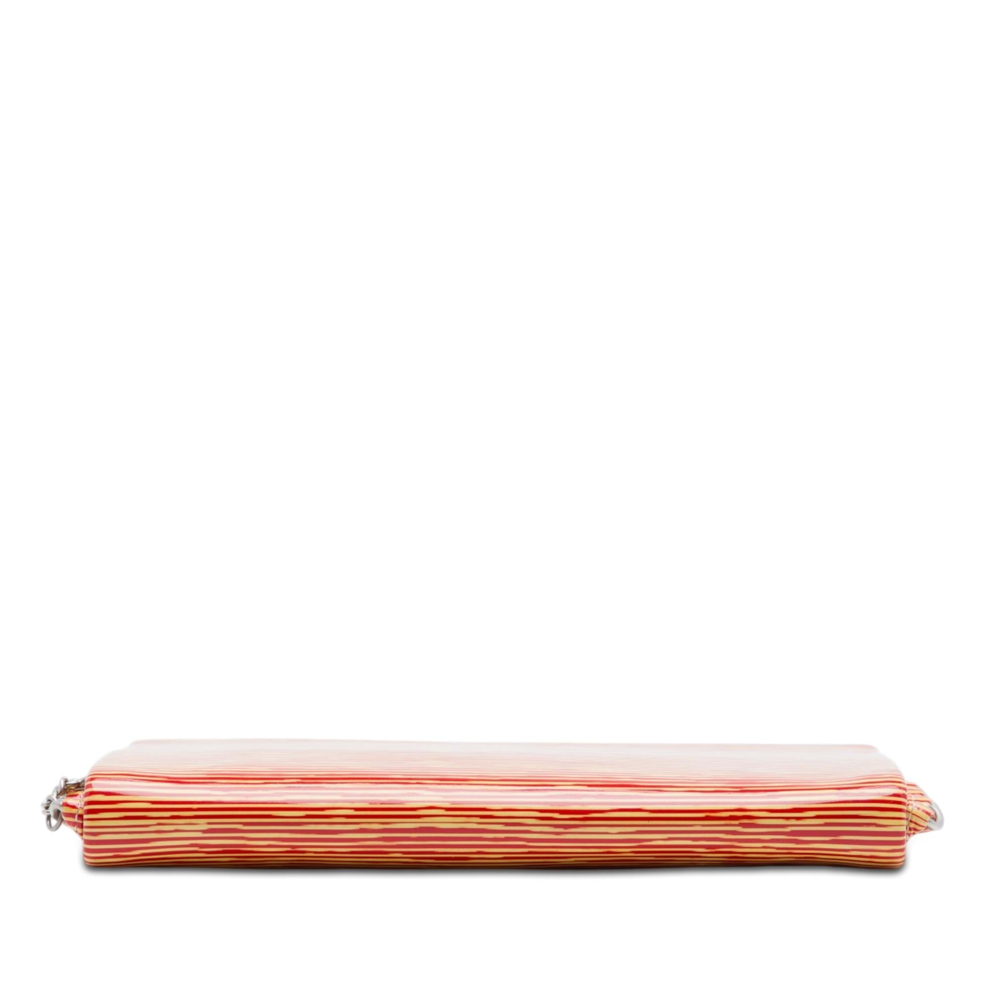Chanel CC Patent Striped Chain Around Clutch