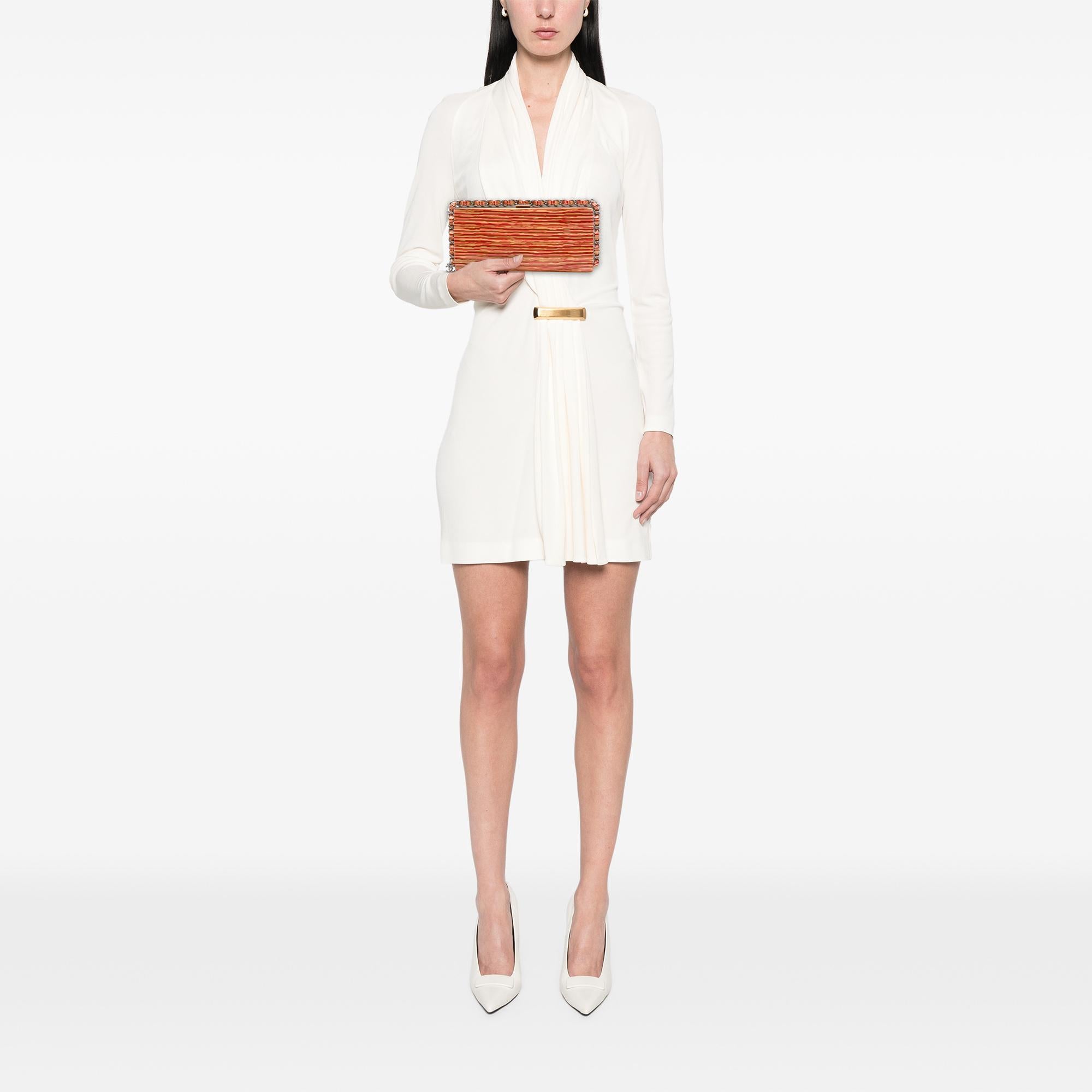 Chanel CC Patent Striped Chain Around Clutch