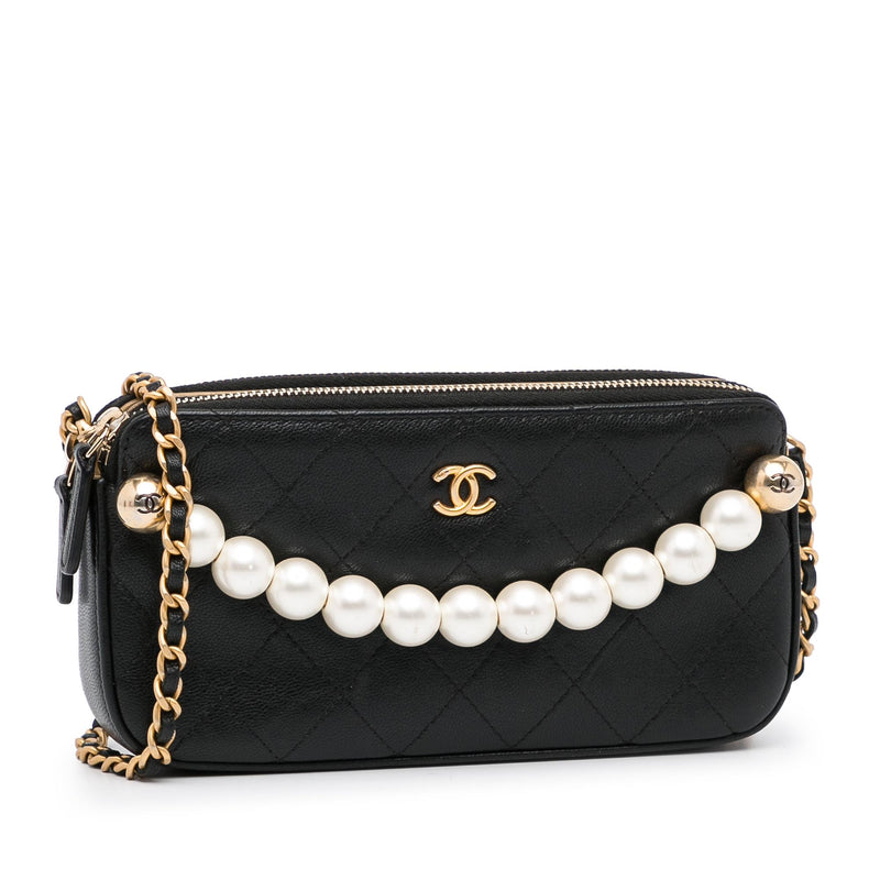 Chanel Mini Pearl Wallet On Chain - Black Crossbody Bags, Handbags