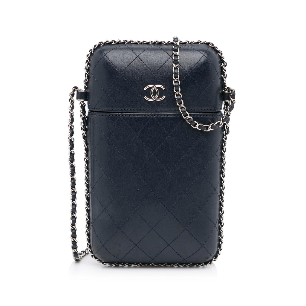 CHANEL Trendy CC Quilted Leather Wallet on Chain Crossbody Bag Silver