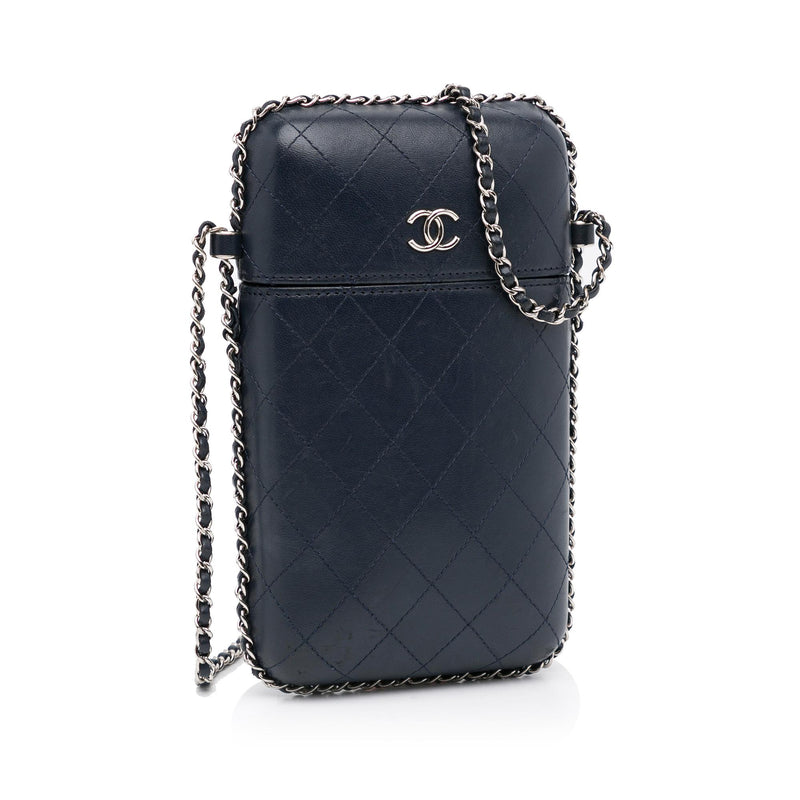 Chanel Flap Phone Holder With Chain Lambskin Enamel & Gold-Tone