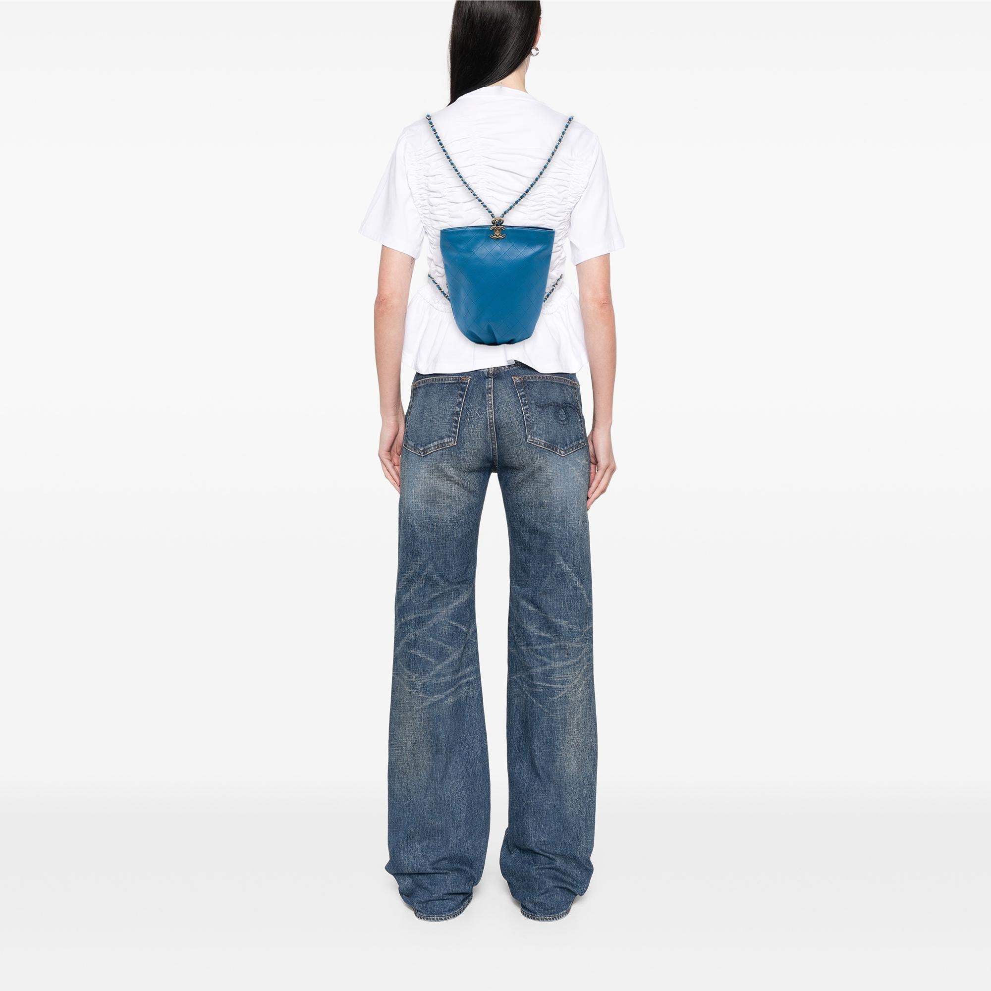 Chanel CC Quilted Calfskin Bucket Backpack