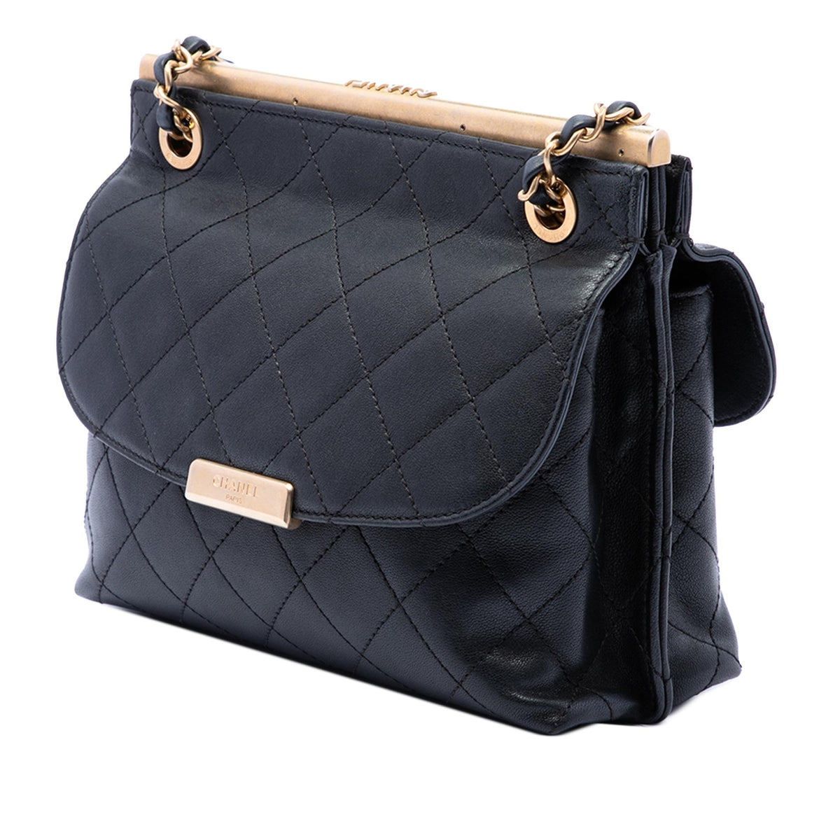Chanel CC Quilted Calfskin Double Sided Metal Frame Flap