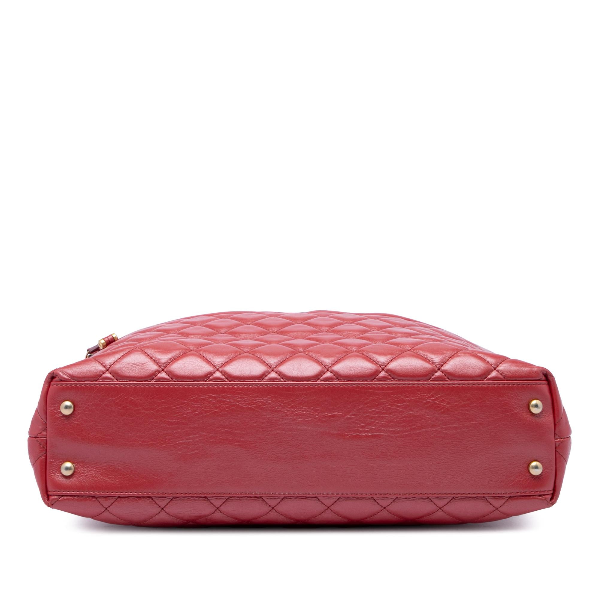 Chanel CC Quilted Calfskin Front Zip Drawstring Chain Tote