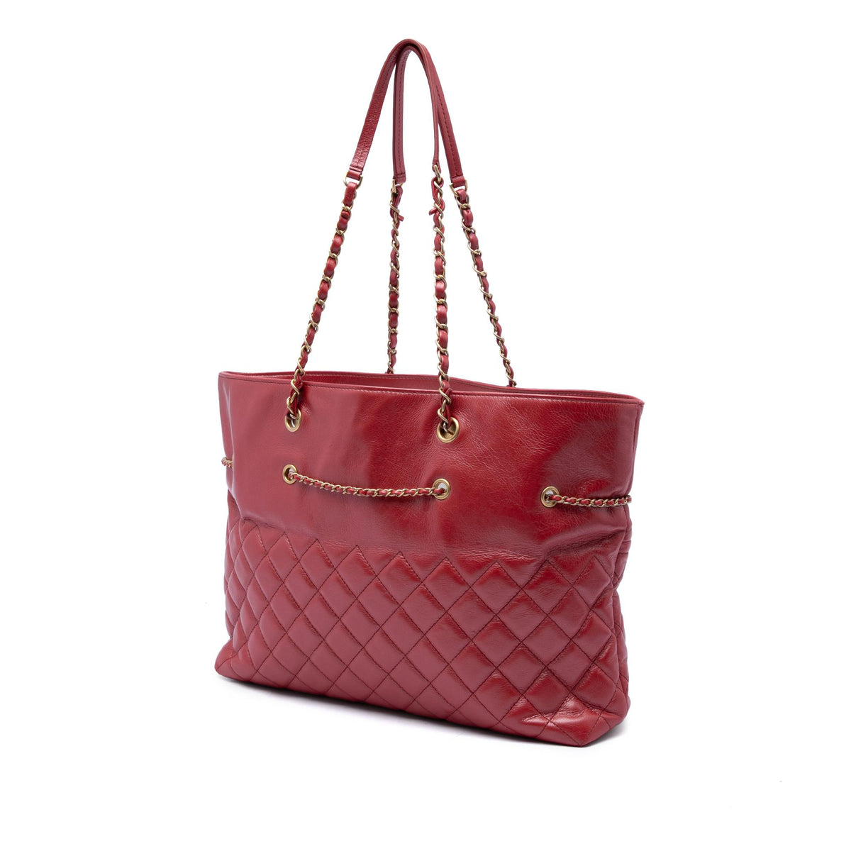 Chanel CC Quilted Calfskin Front Zip Drawstring Chain Tote