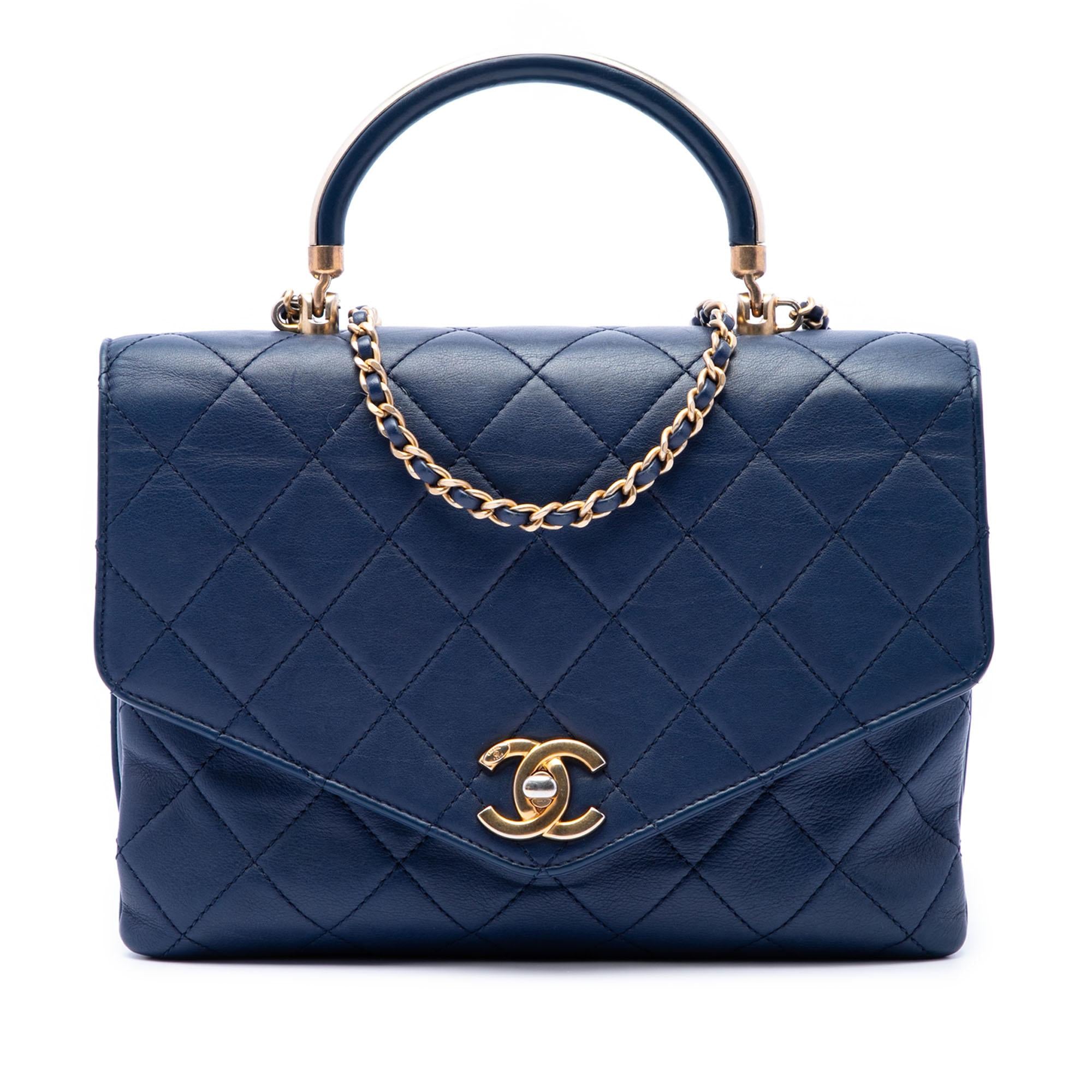 Chanel CC Quilted Calfskin Metal Top Handle Envelope Flap