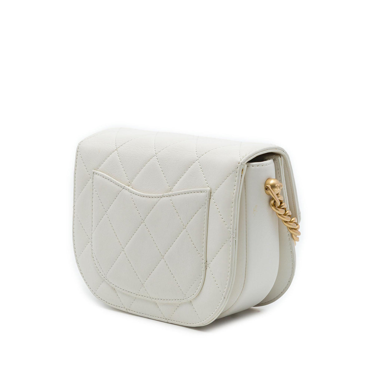 Chanel CC Quilted Calfskin Round Moon Messenger Flap