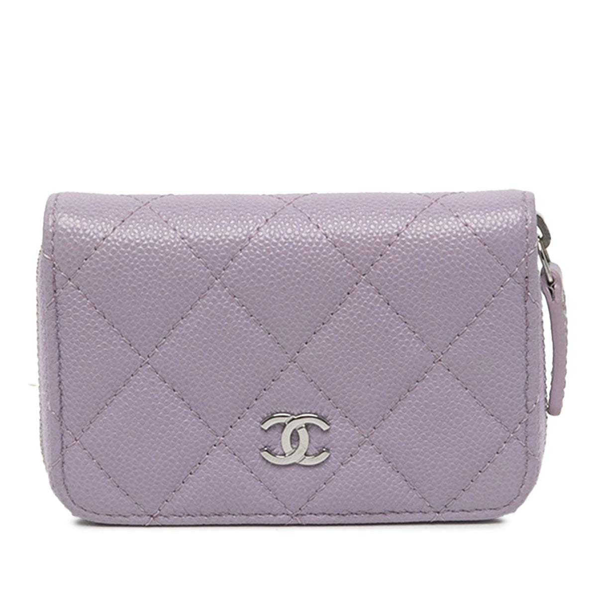 Chanel CC Quilted Caviar Compact Zip Coin Pouch