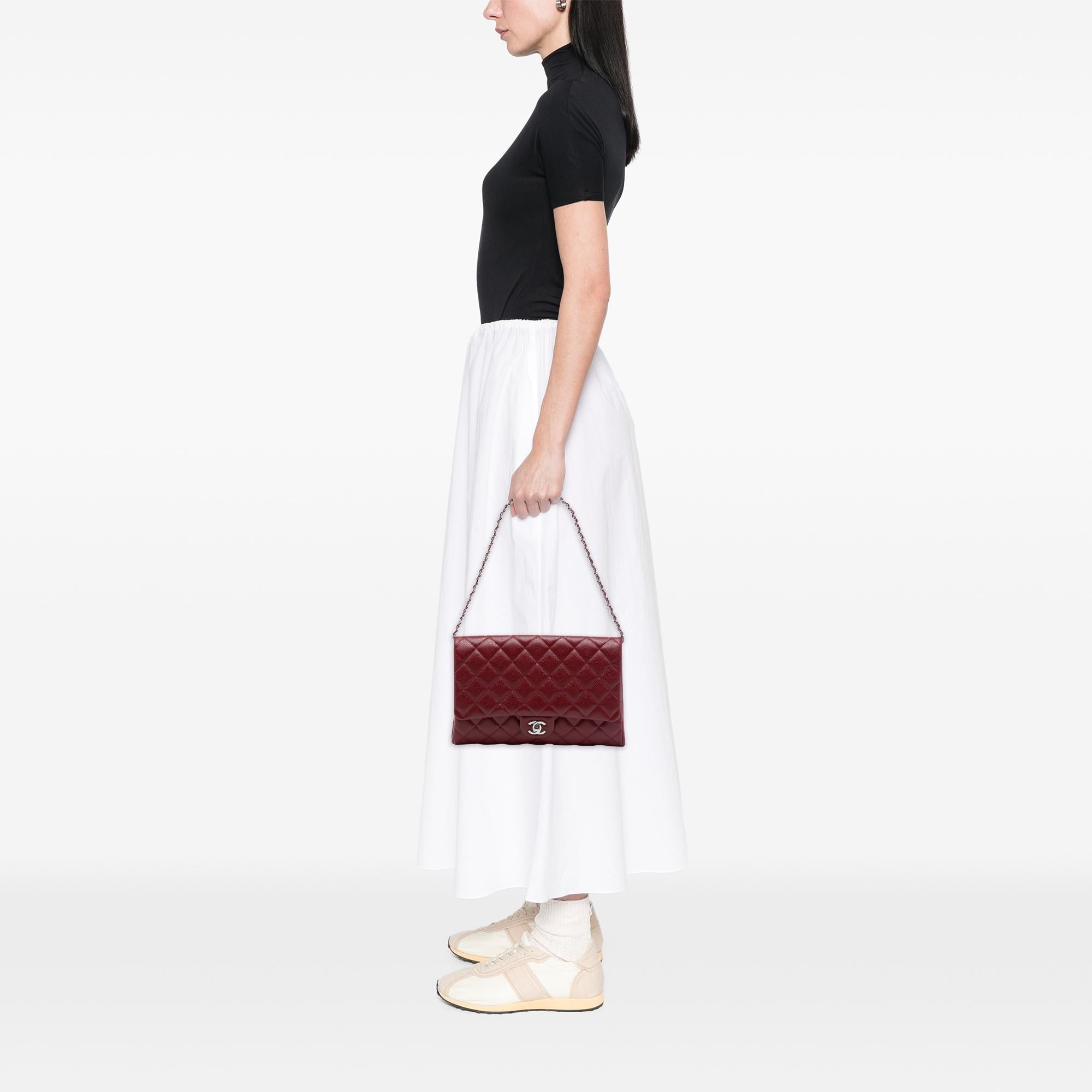 Chanel CC Quilted Caviar Flap Clutch with Chain