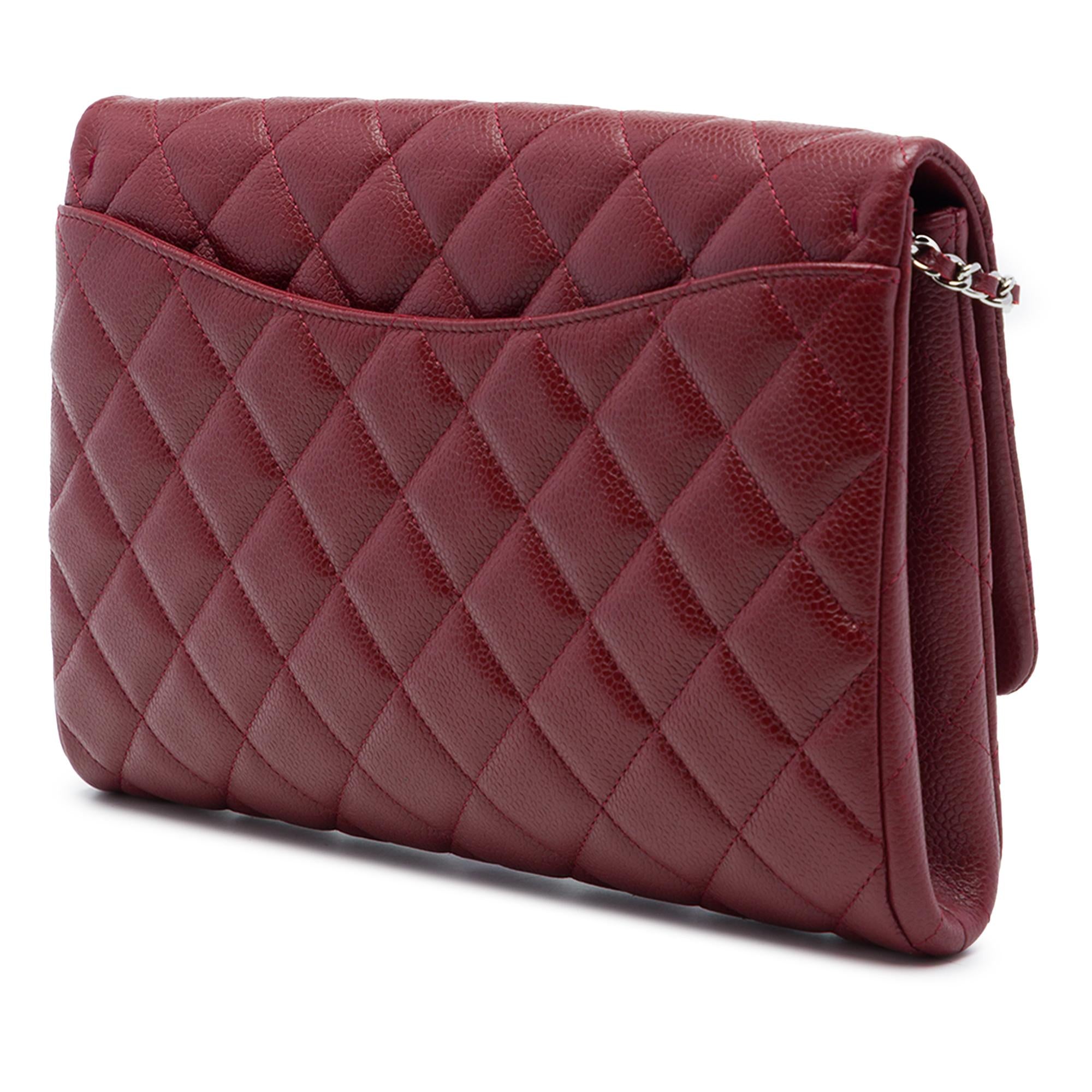 Chanel CC Quilted Caviar Flap Clutch with Chain