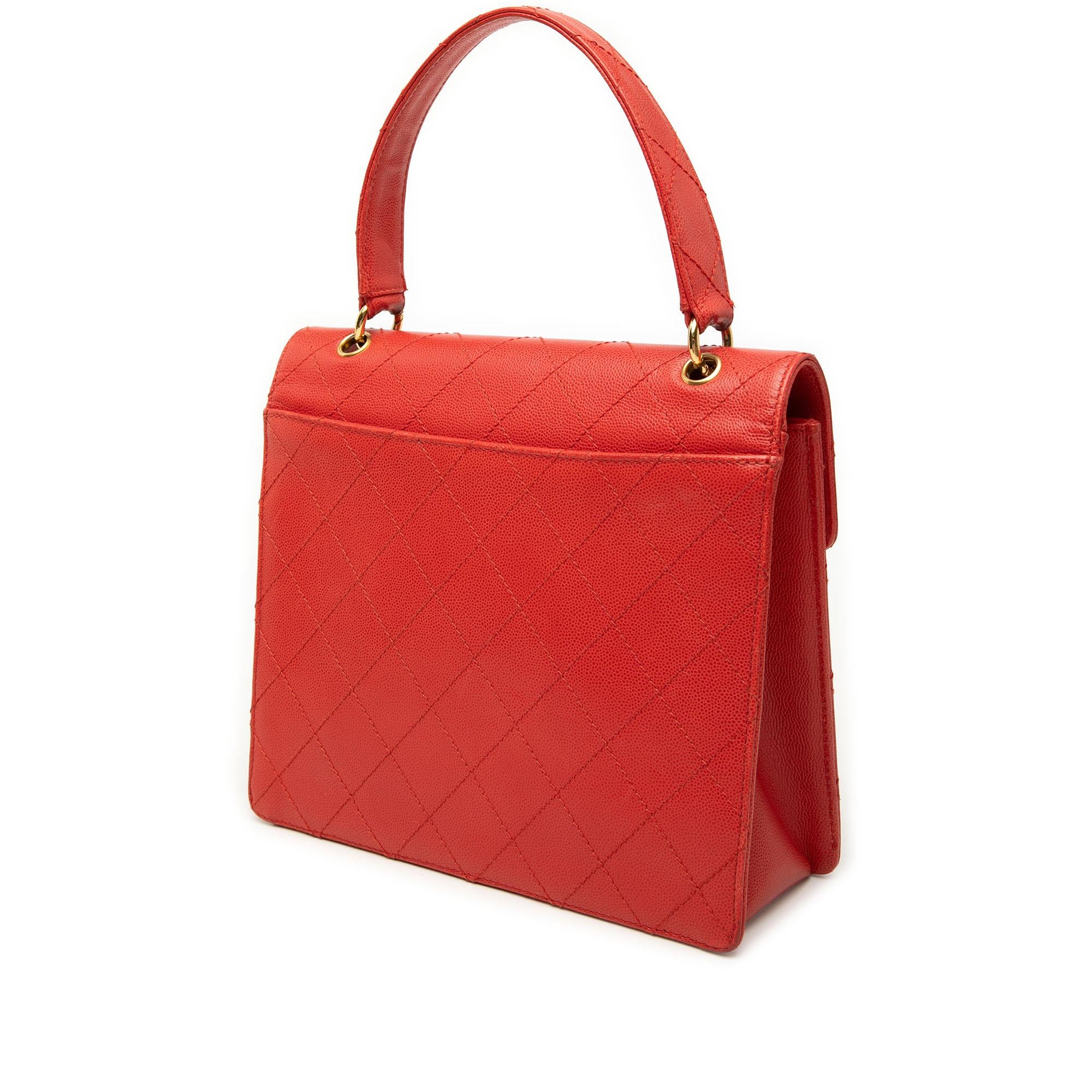Chanel CC Quilted Caviar Turnlock Top Handle