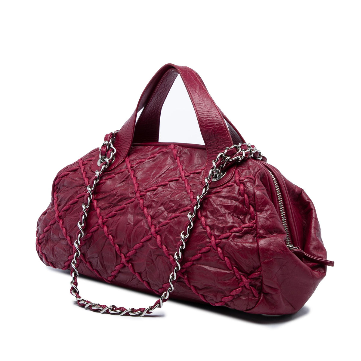 Chanel CC Quilted Crinkled Calfskin Ultra Stitch Bowling Bag