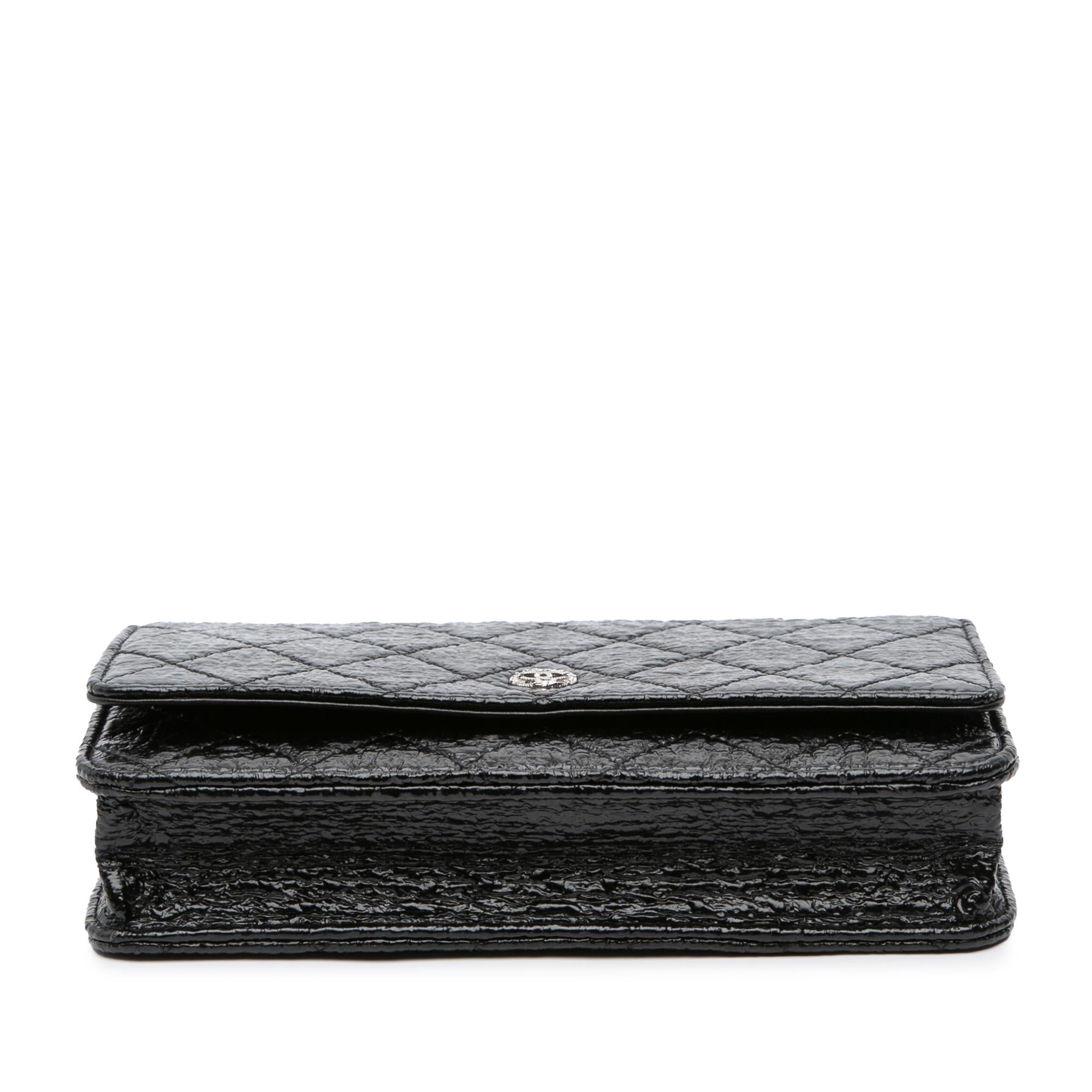 Chanel CC Quilted Crinkled Patent Wallet On Chain